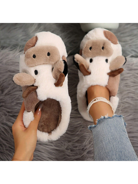 Women's Slippers, Cow Style, Autumn And Winter Casual Conservatory, Slippers Non-Slip Fashion