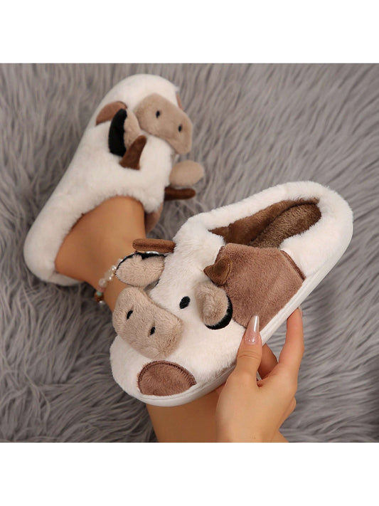 Women's Slippers Are Non-Slip And Fashionable, Cows Are Cute, And Casual Greenhouse Slippers Are Available In Autumn And Winter