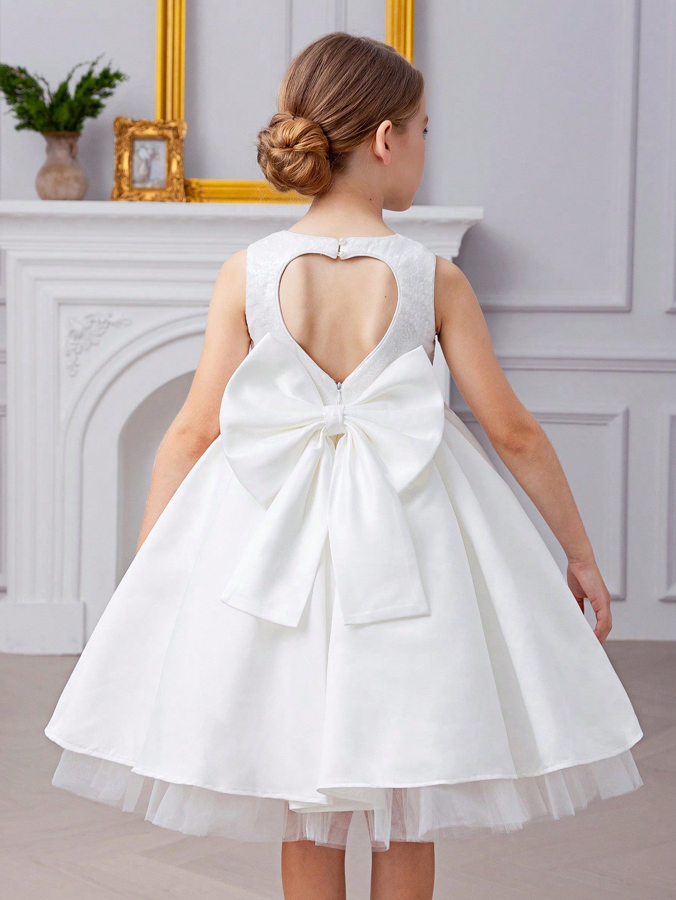 Sequined Bow-Knot Princess Dress For Young Girls, Suitable For Birthday Party, Wedding, Pageant, School Performance