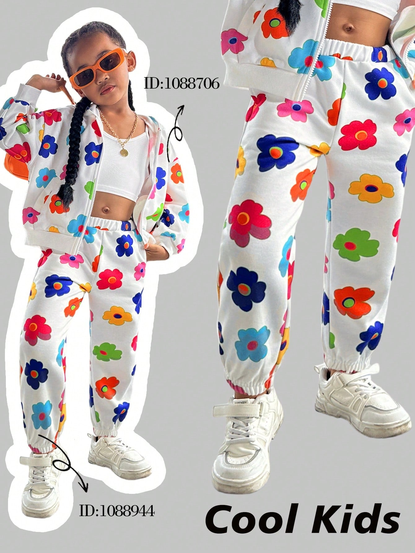 Young Girls' Cute Colorful Floral/Flower Pattern Thermal Lined Sweatpants,Autumn/Winter,Great For Casual & Daily Wear & School Daily,Vintage