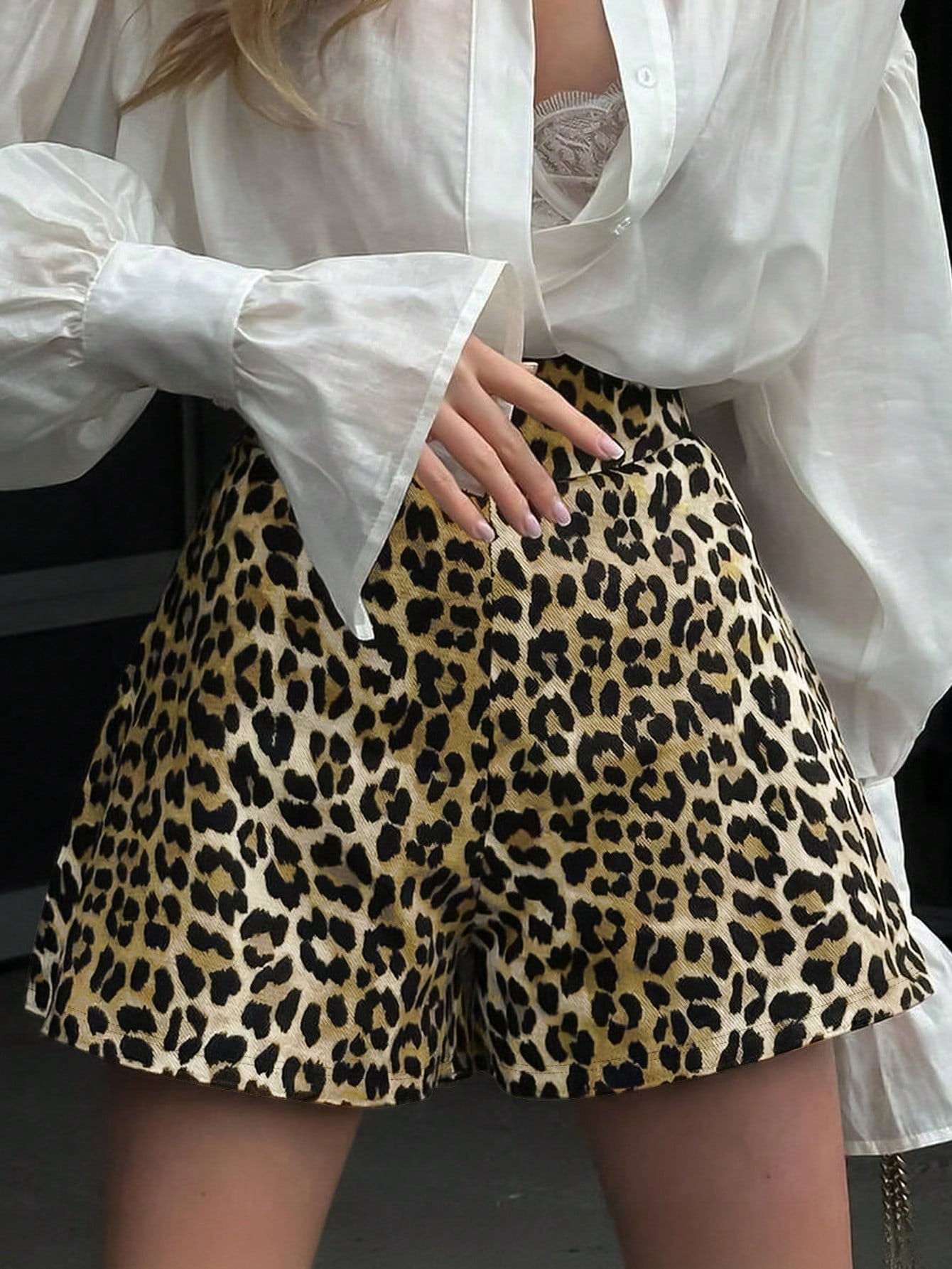 Women's High Waist Loose Leopard Print Shorts