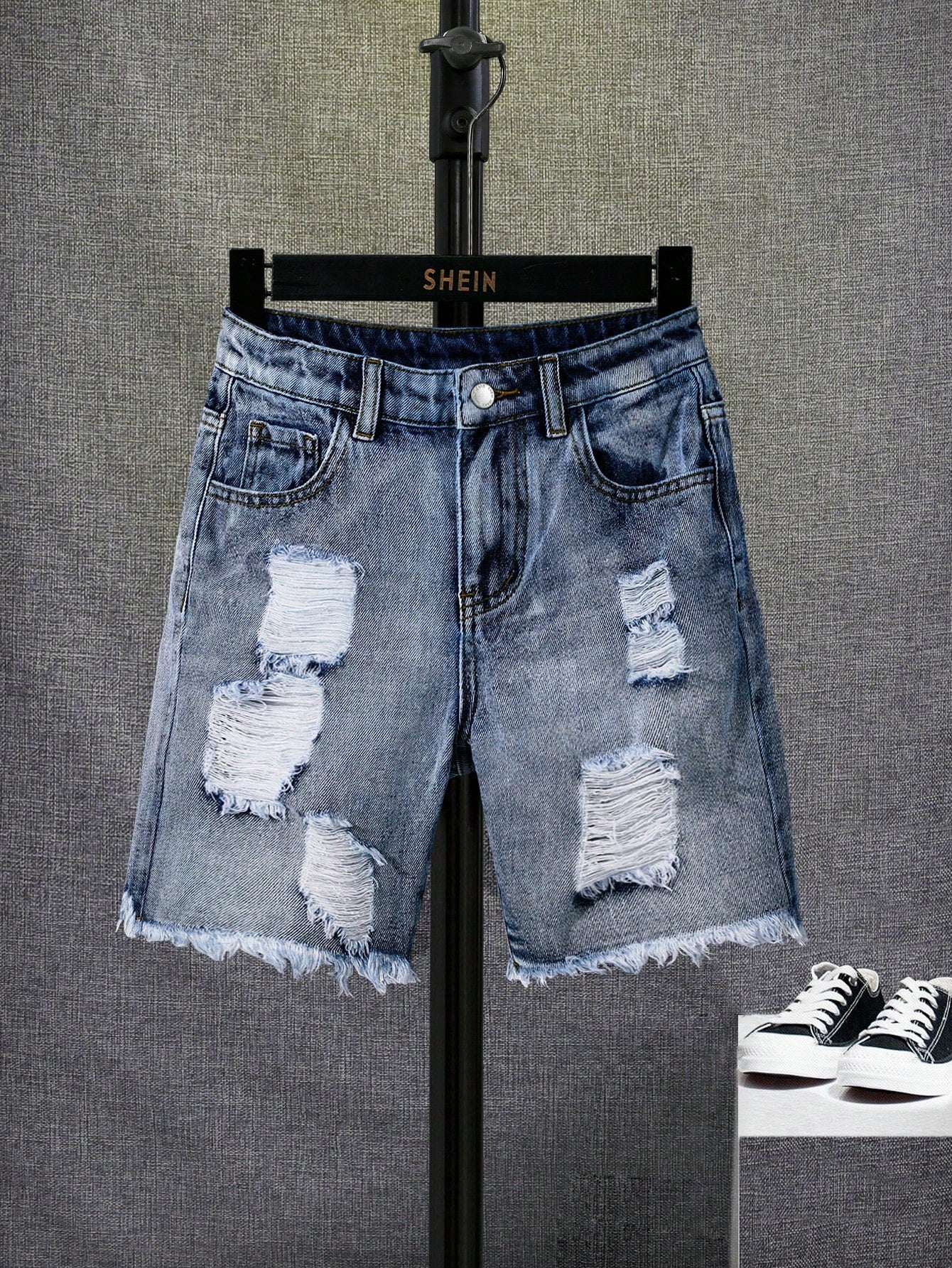 Tween Boy Ripped Raw Hem Denim Shorts