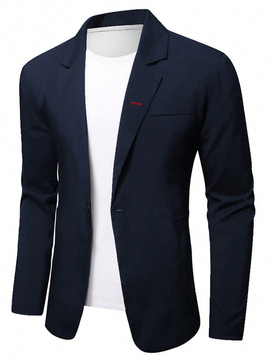 Men 1pc Solid Single Button Blazer