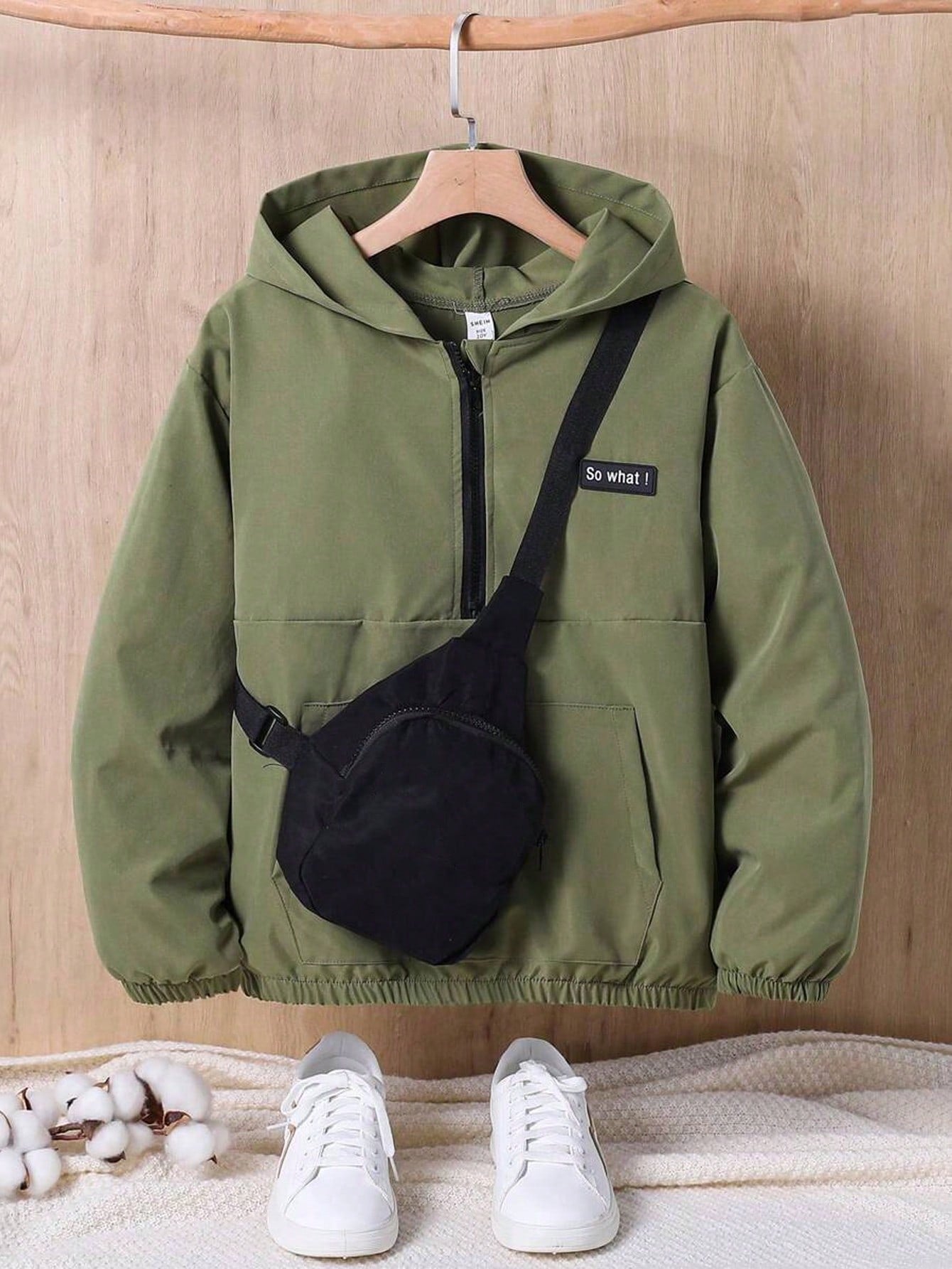 Teen Boys' Casual Hooded Jacket With Pockets, American Style