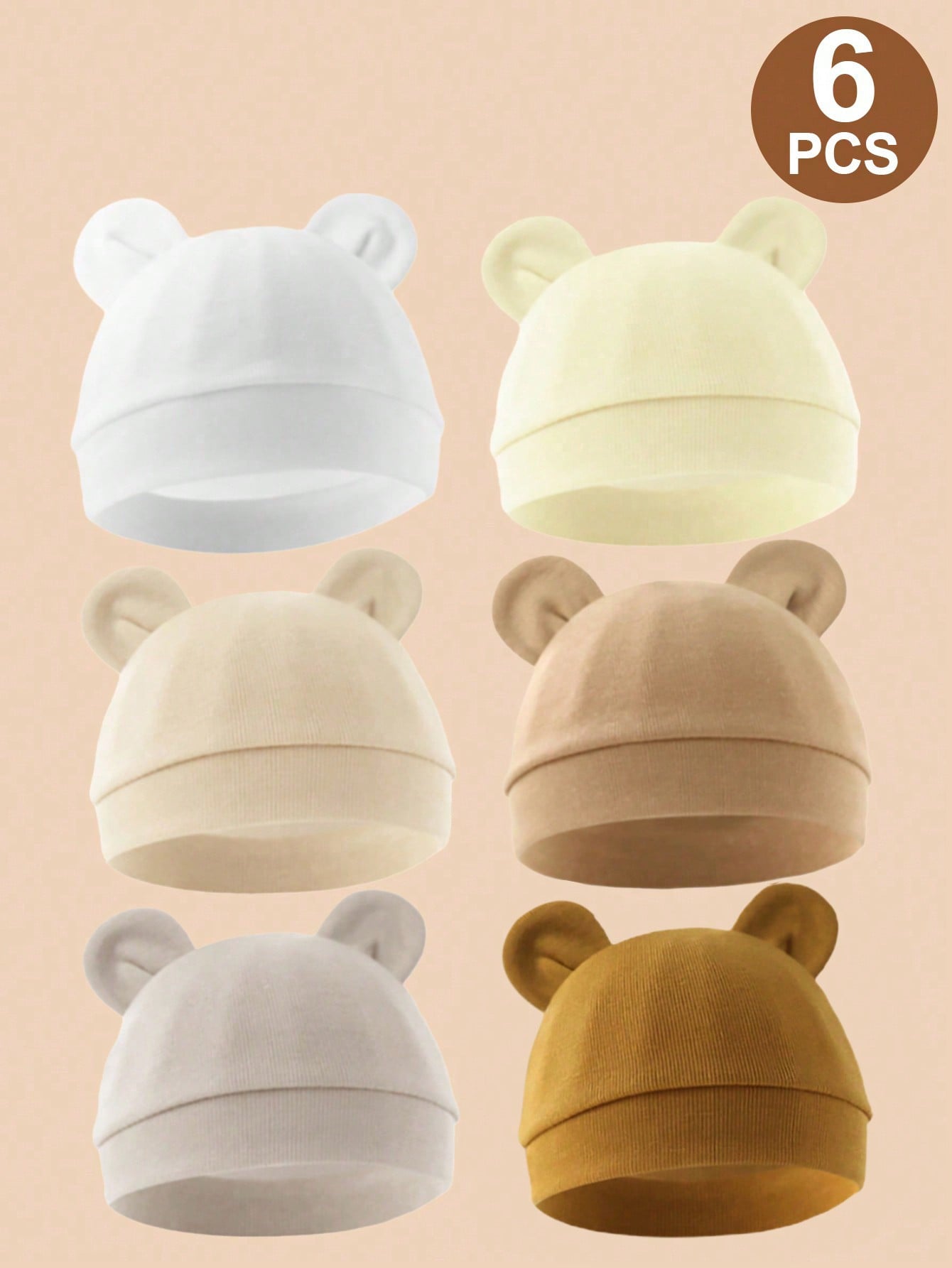 6pcs Newborn Baby Cap, Spring And Autumn, Super Cute, 0-3 Months, Hat With Knot, Infant Cap For Hospital