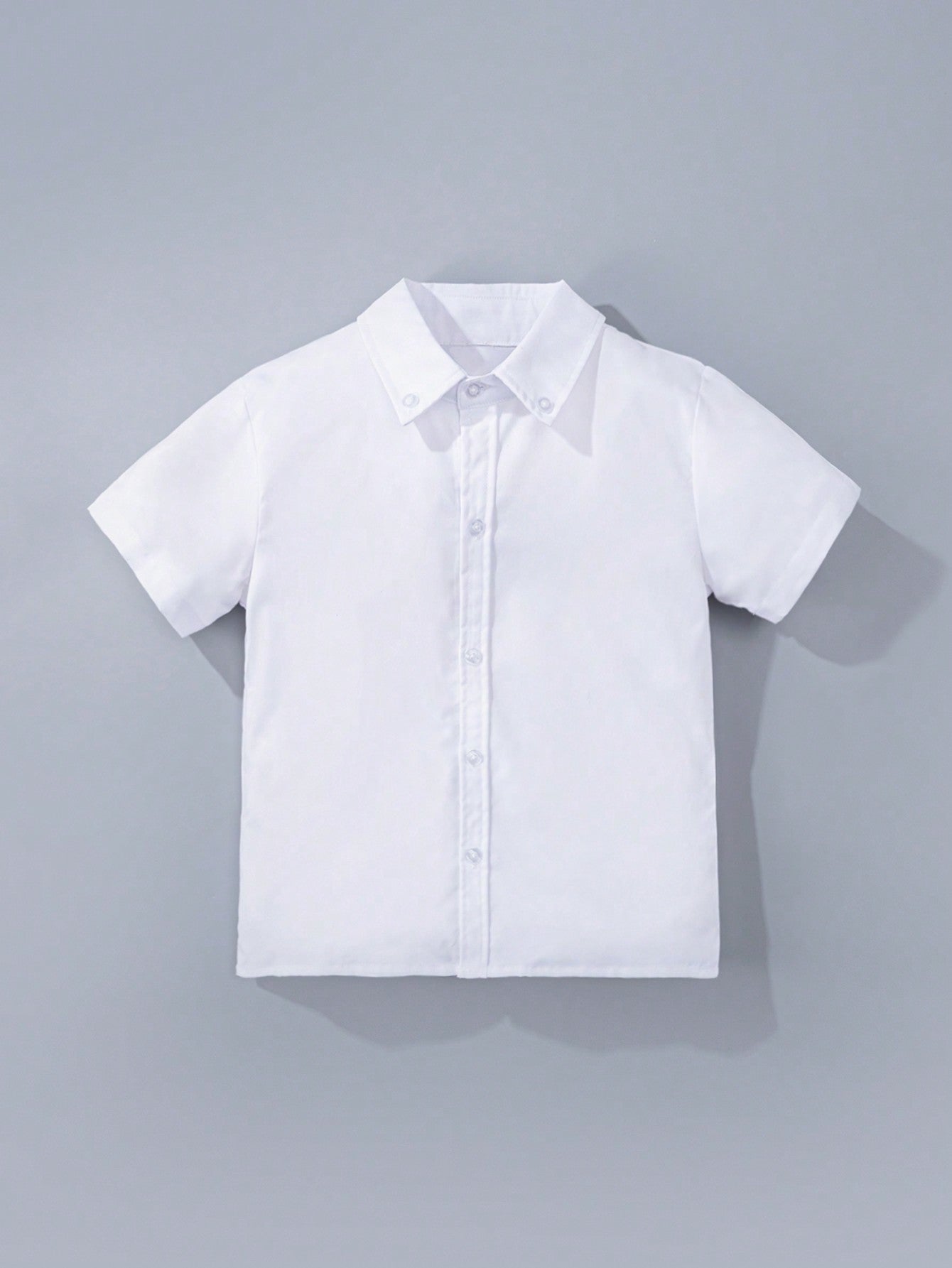 Young Boy Classic College Style Pocketed White Short Sleeve Shirt For Formal Events, Parties, Performances