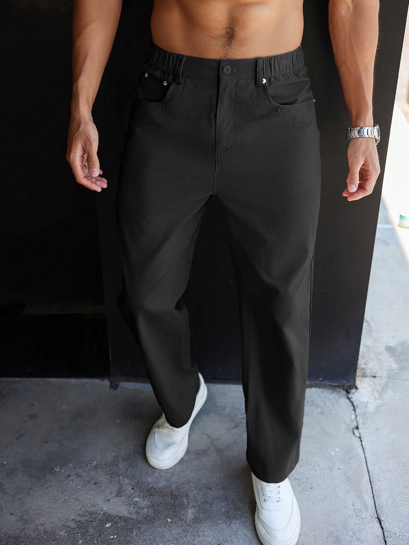 Men's Plain Straight-Legged Pants And Pants