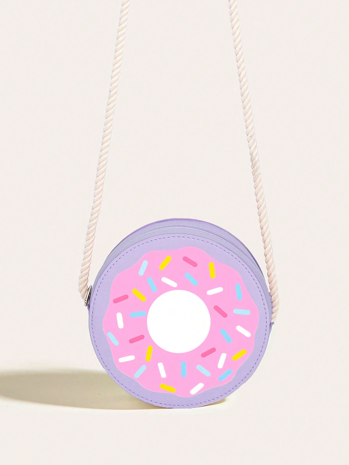 1pc Girls' Pink Pu Donut Shaped Crossbody Bag With Cute And Fun Design