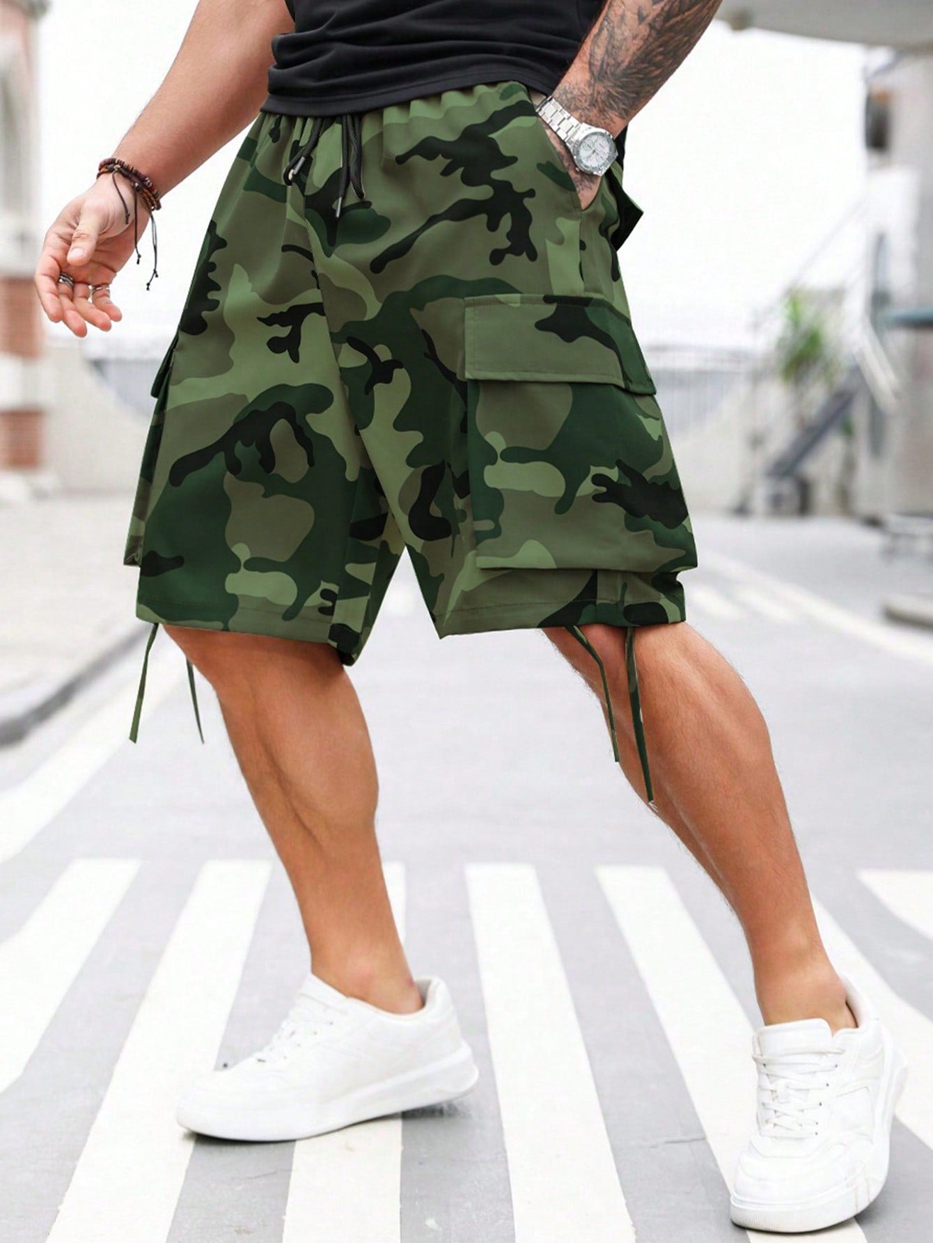 Men's Plus Size Loose Camouflage Printed Work Shorts