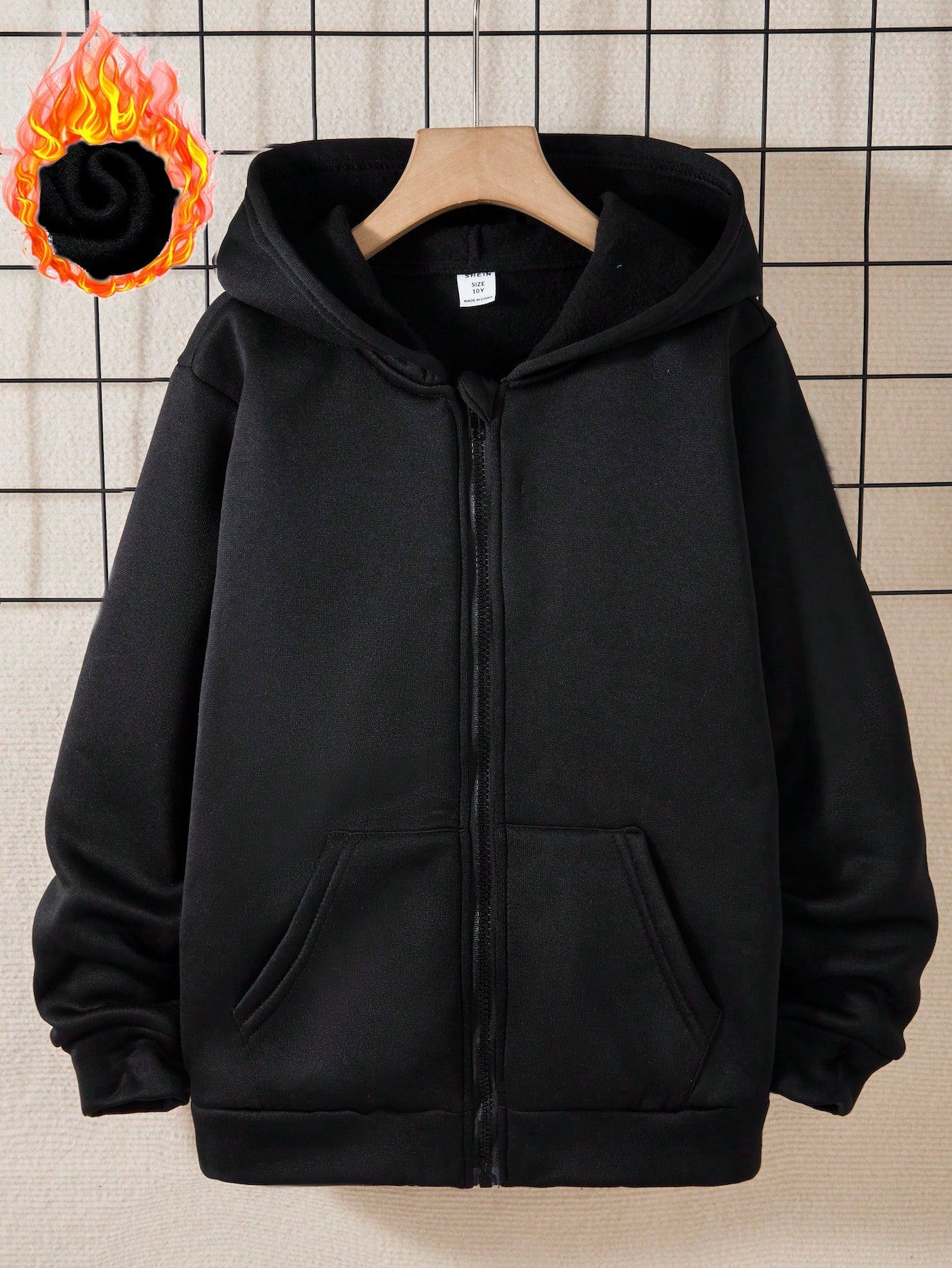 Kids Tween Boy Solid Color Zipper Front Hoodie