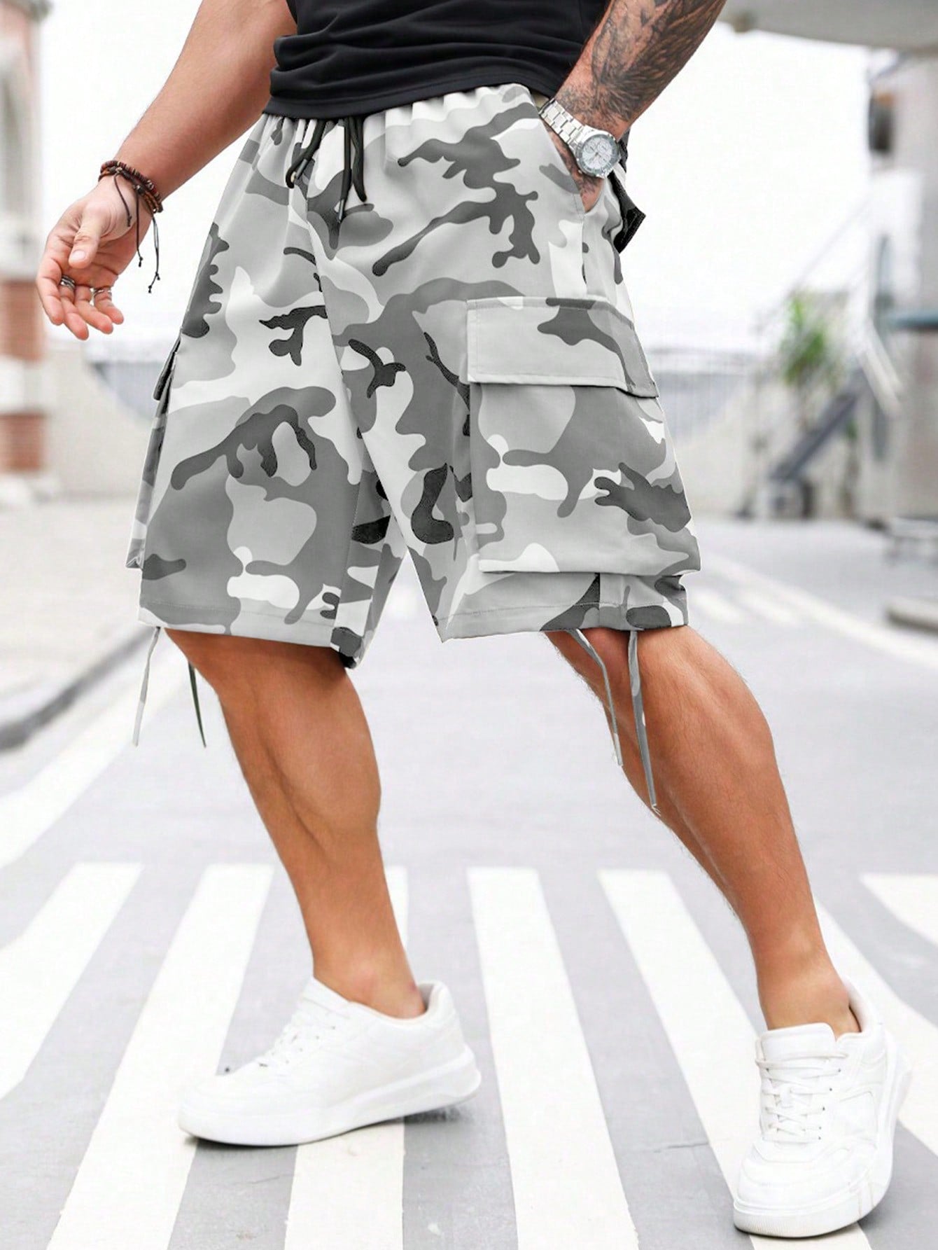 Men's Plus Size Loose Camouflage Printed Work Shorts