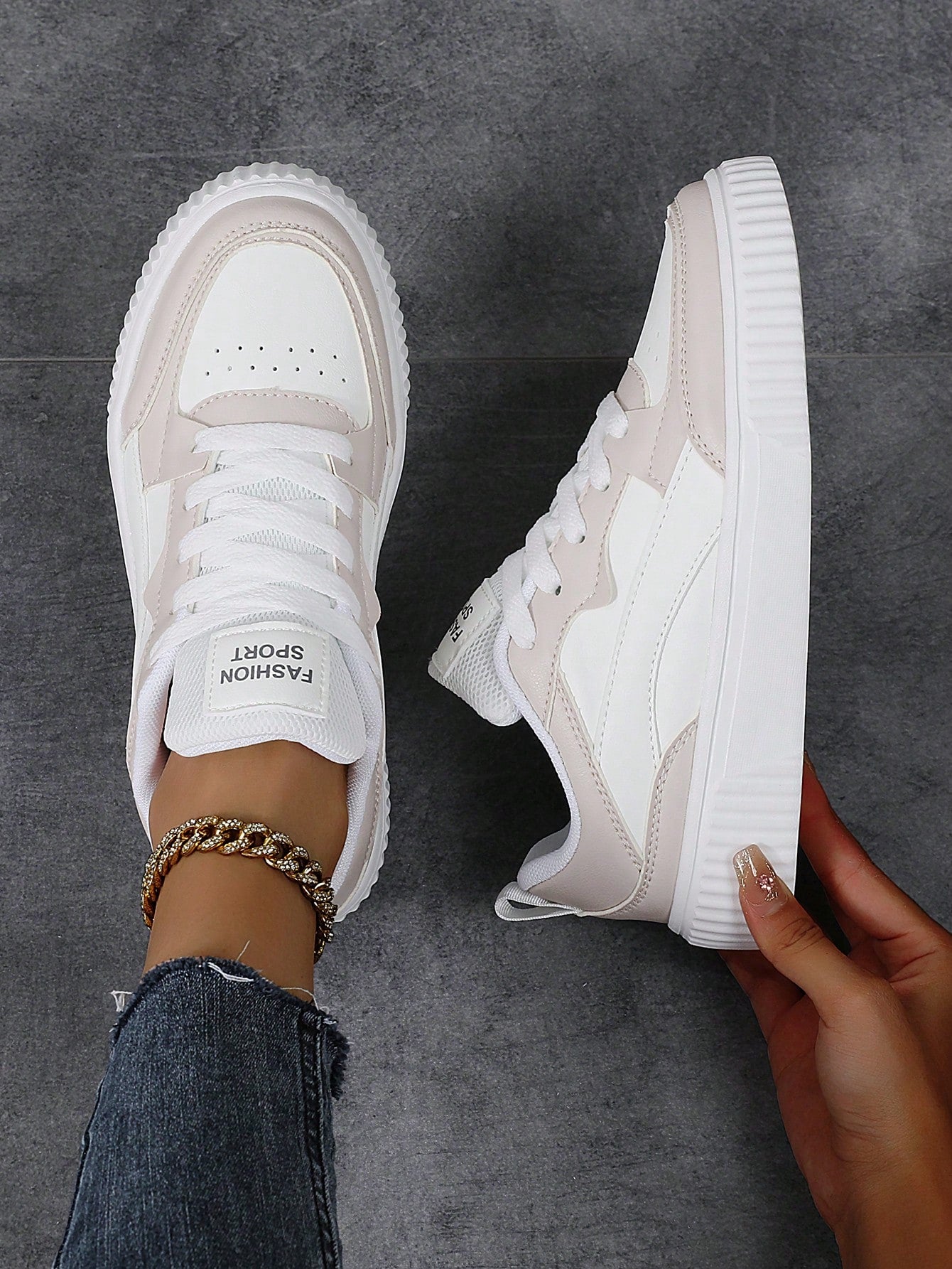 Women's Casual Sports Shoes Color Block Sneakers, Popular Purple Shoes For Campus And Sports Comfortable Breathable