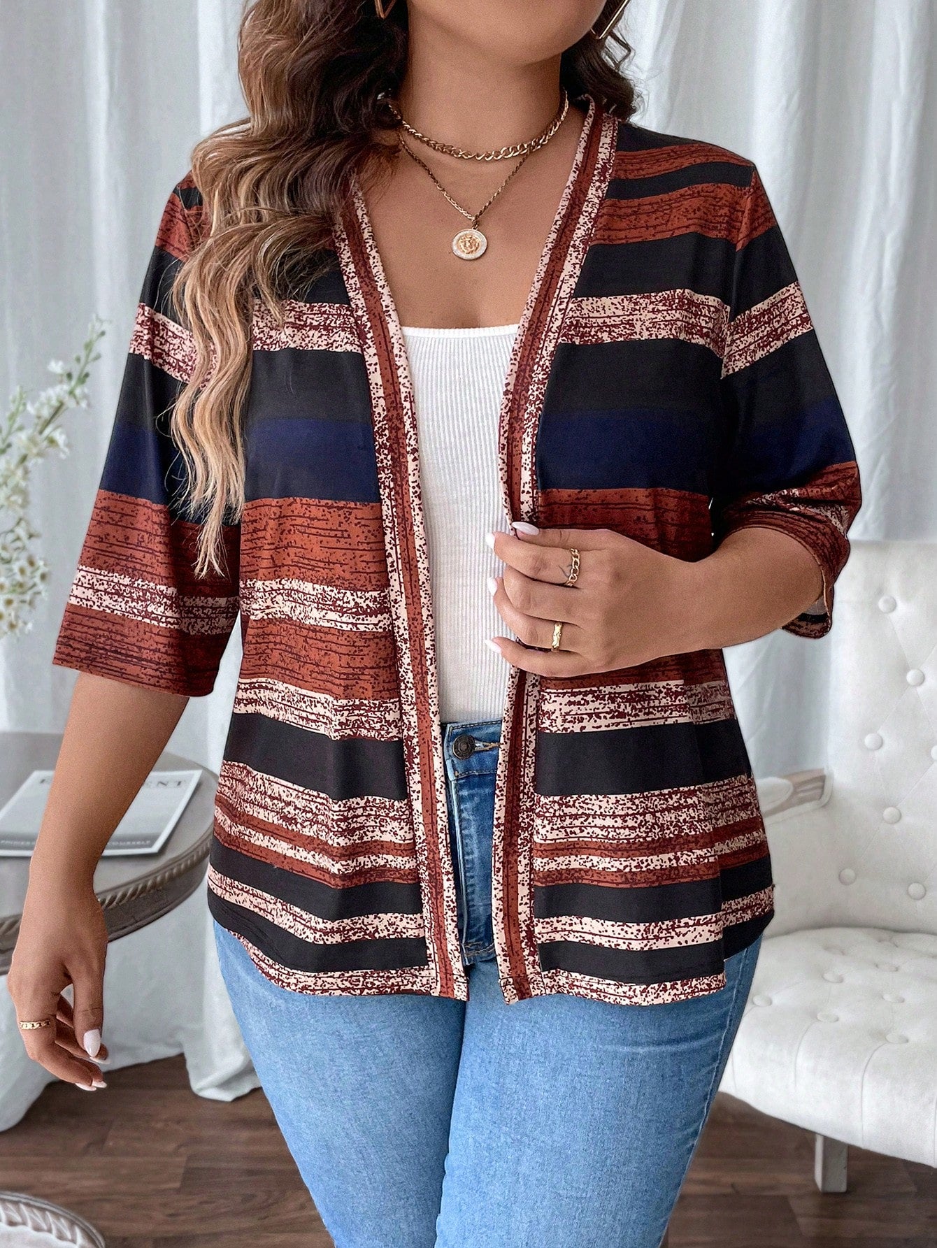 Women's Solid Color Simple Knitted Jacquard Plus Size Daily Jacket