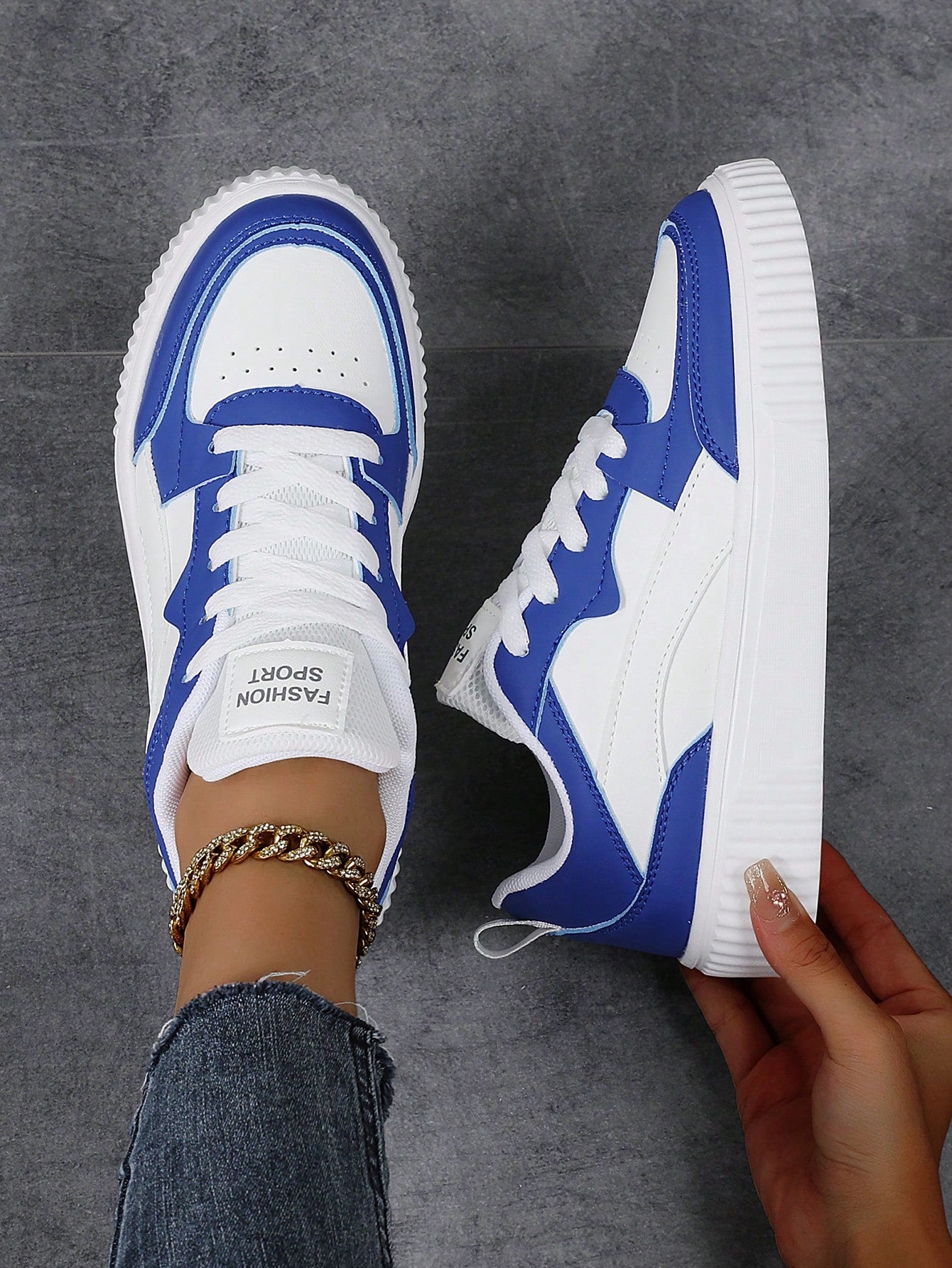 Women's Casual Sports Shoes Color Block Sneakers, Popular Purple Shoes For Campus And Sports Comfortable Breathable