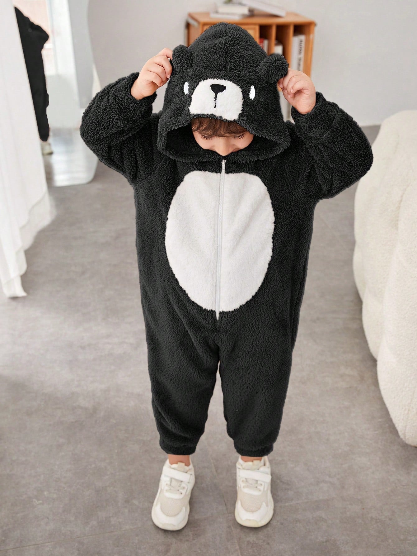 Young Boy Cute Loose Comfortable Embroidered 3D Animal Shaped Plush Jumpsuit