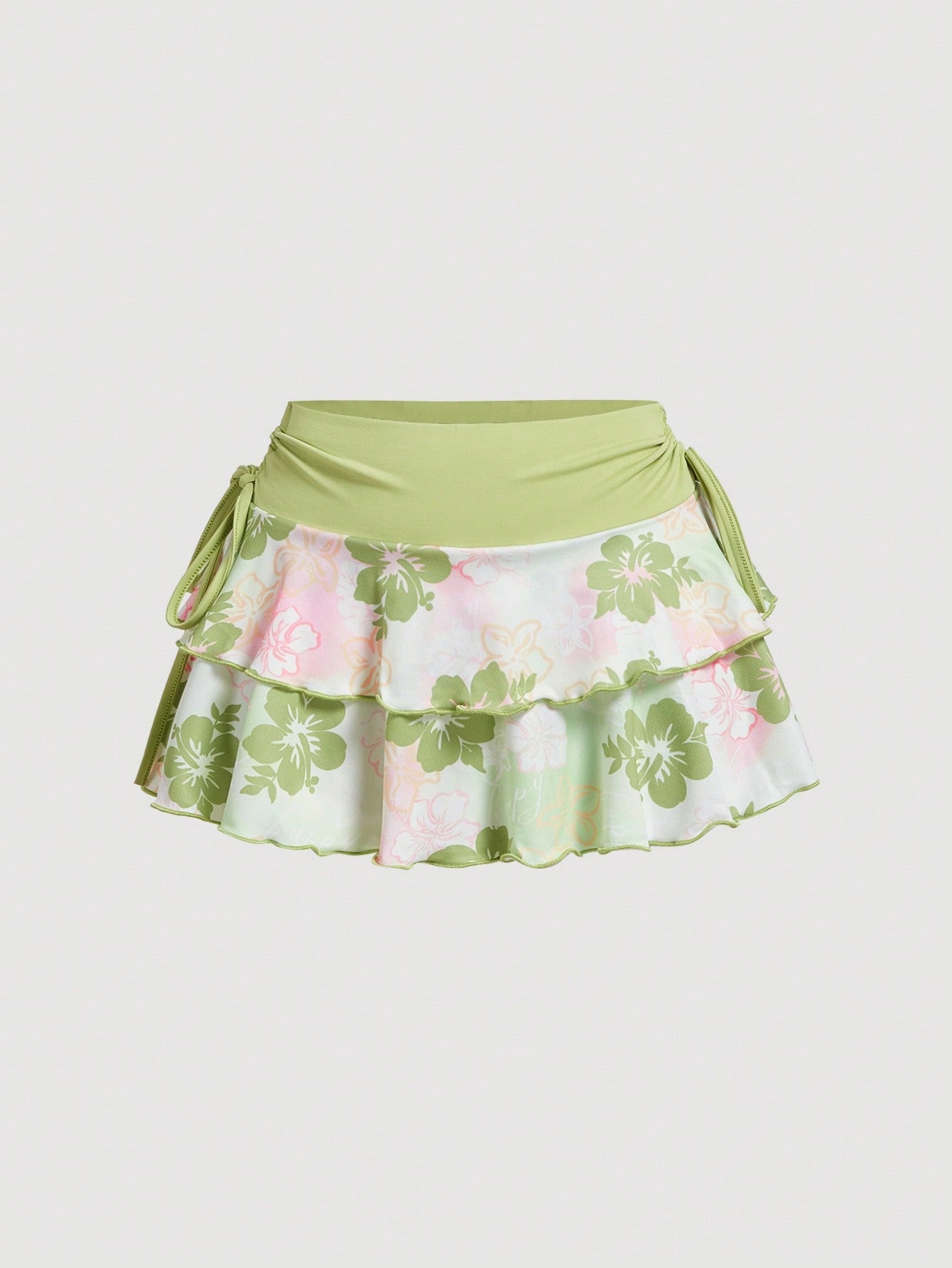 Pleated Waist Printed Mini Skirt