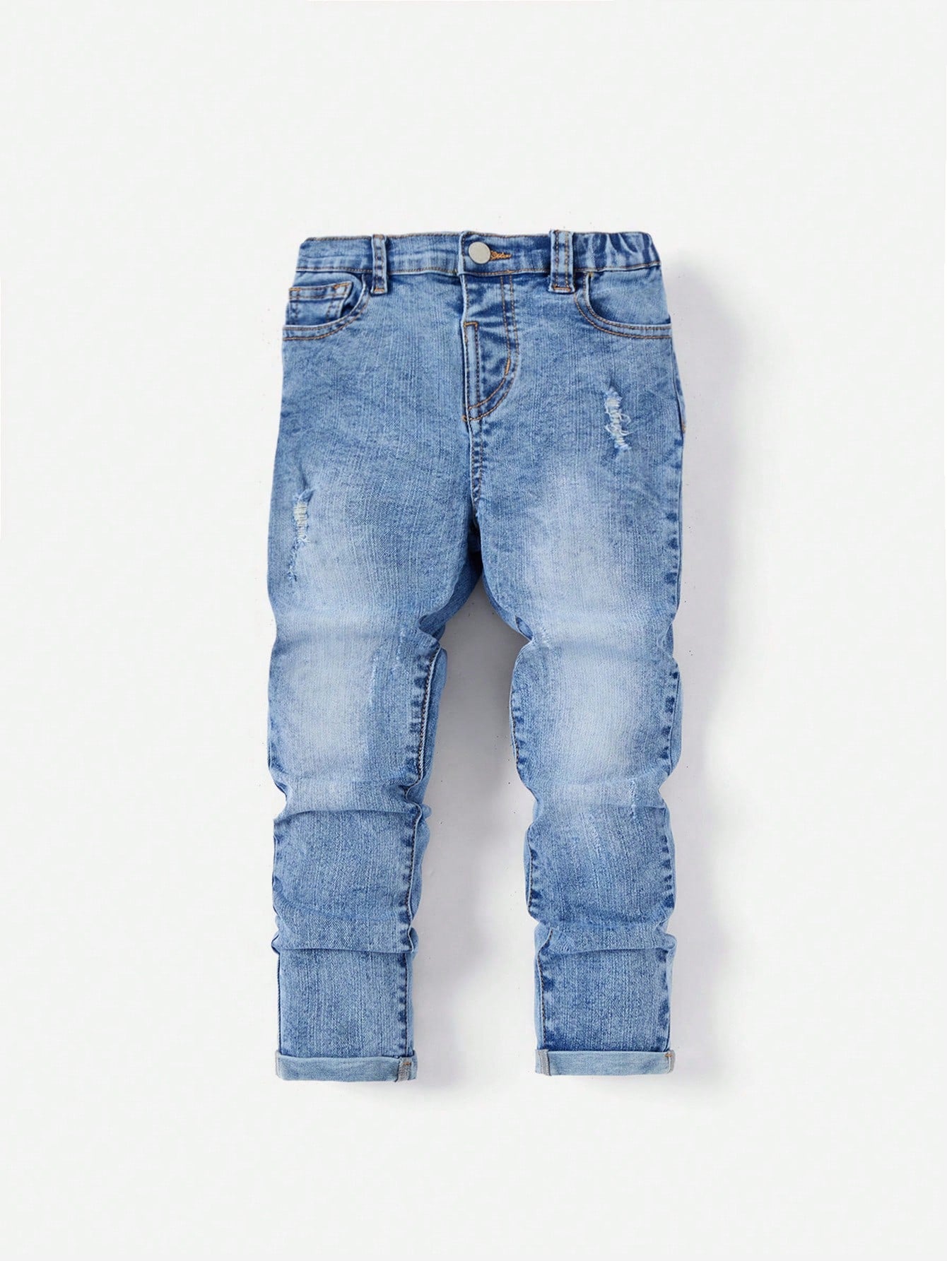 Young Boy Ripped Frayed Bleach Wash Jeans