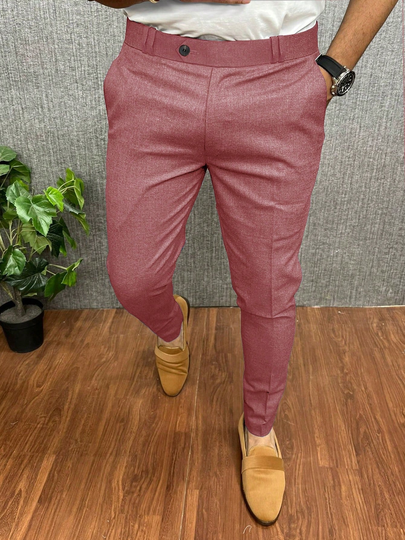 Men`S Solid Color Casual Pants