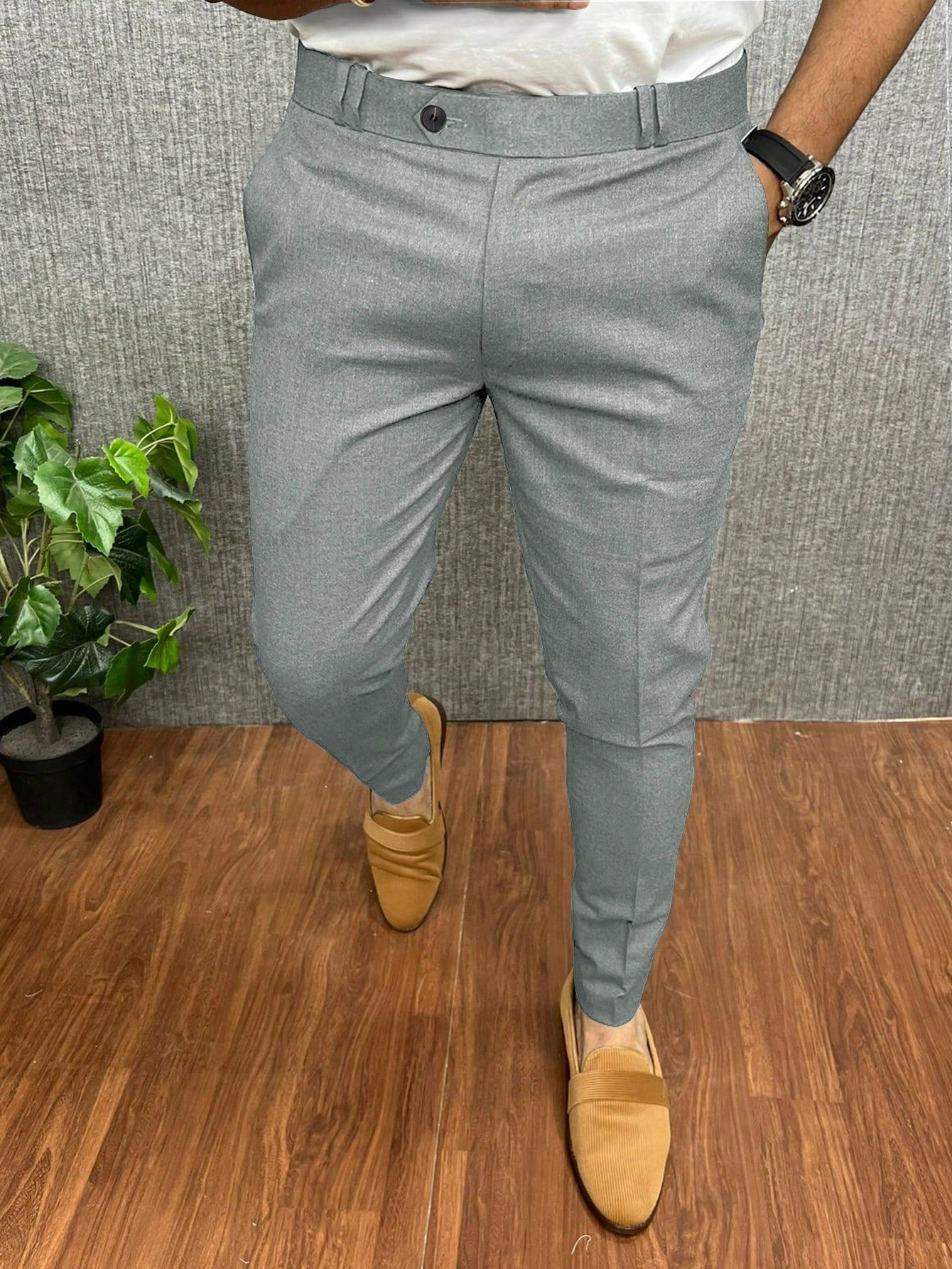 Men`S Solid Color Casual Pants