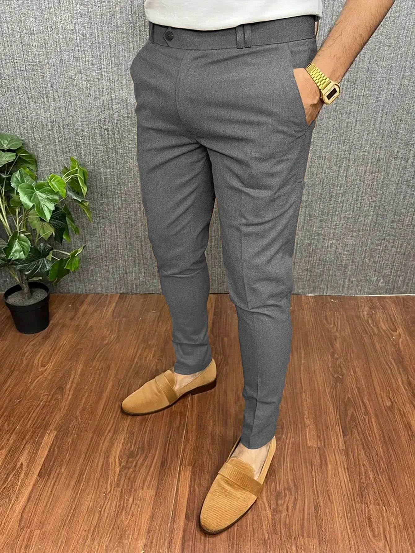 Men`S Solid Color Casual Pants