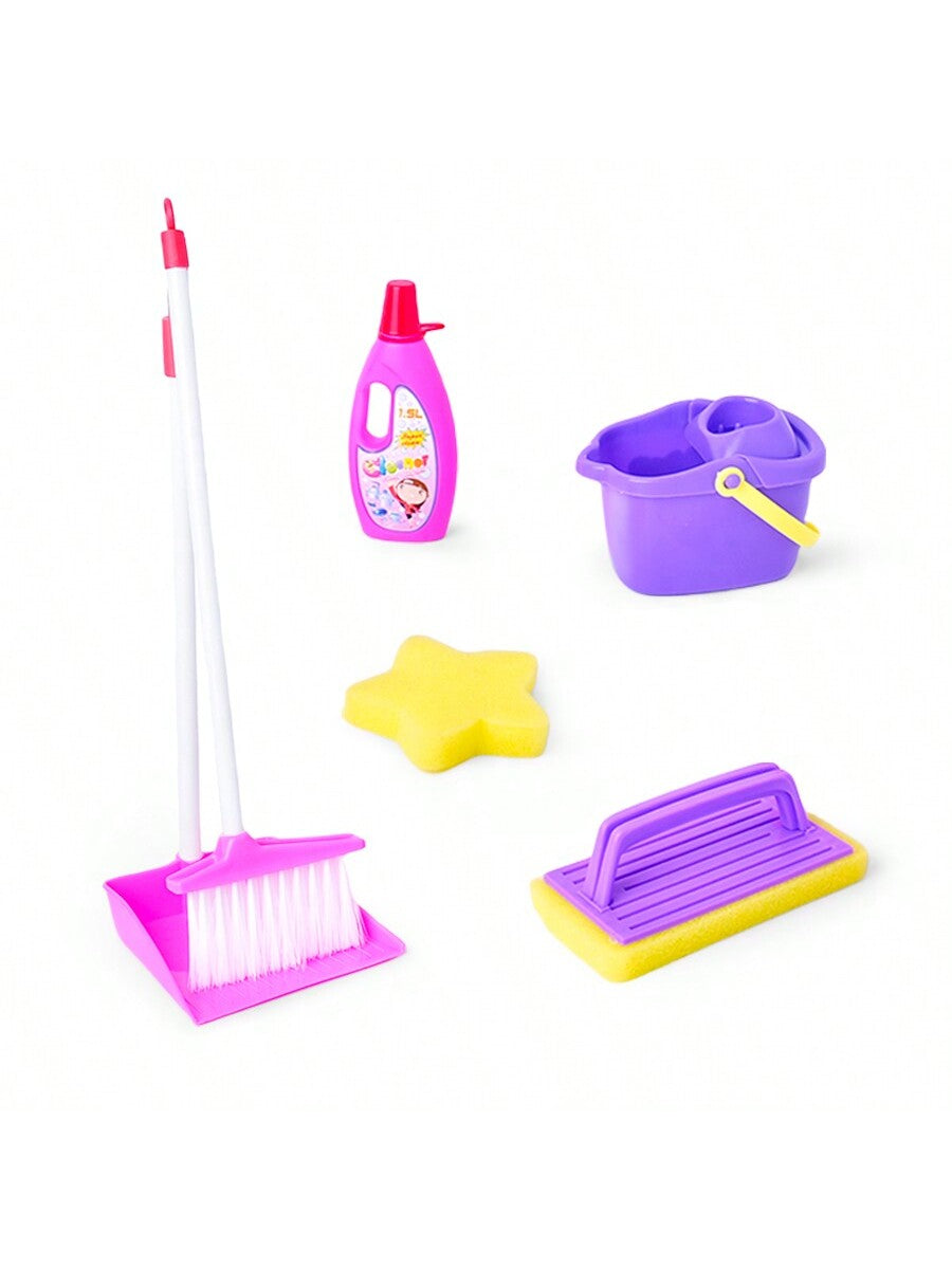 Kids Cleaning Set - Toy Cleaning Kit Includes Broom, Mop, Brush, Dustpan, Cleaning Liquid, Dishwashing Liquid, Brush Toy Kitchen Cleaning Set Great Toy Birthday Gift For Boys & Girls