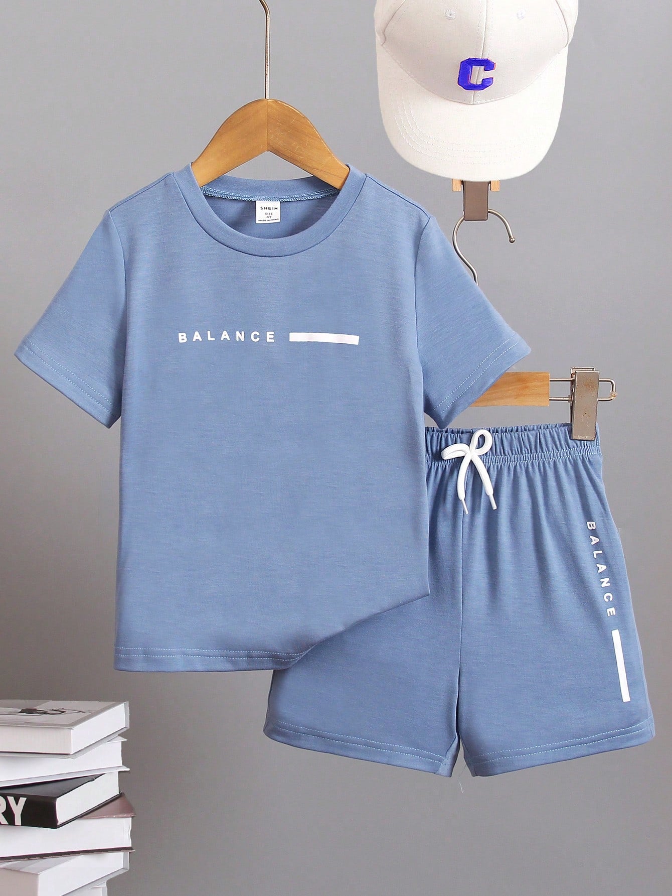 Kids 2pcs Young Boy's Casual Letter Printed Short Sleeve T-Shirt And Shorts, Suitable For Summer,  And School Occasions