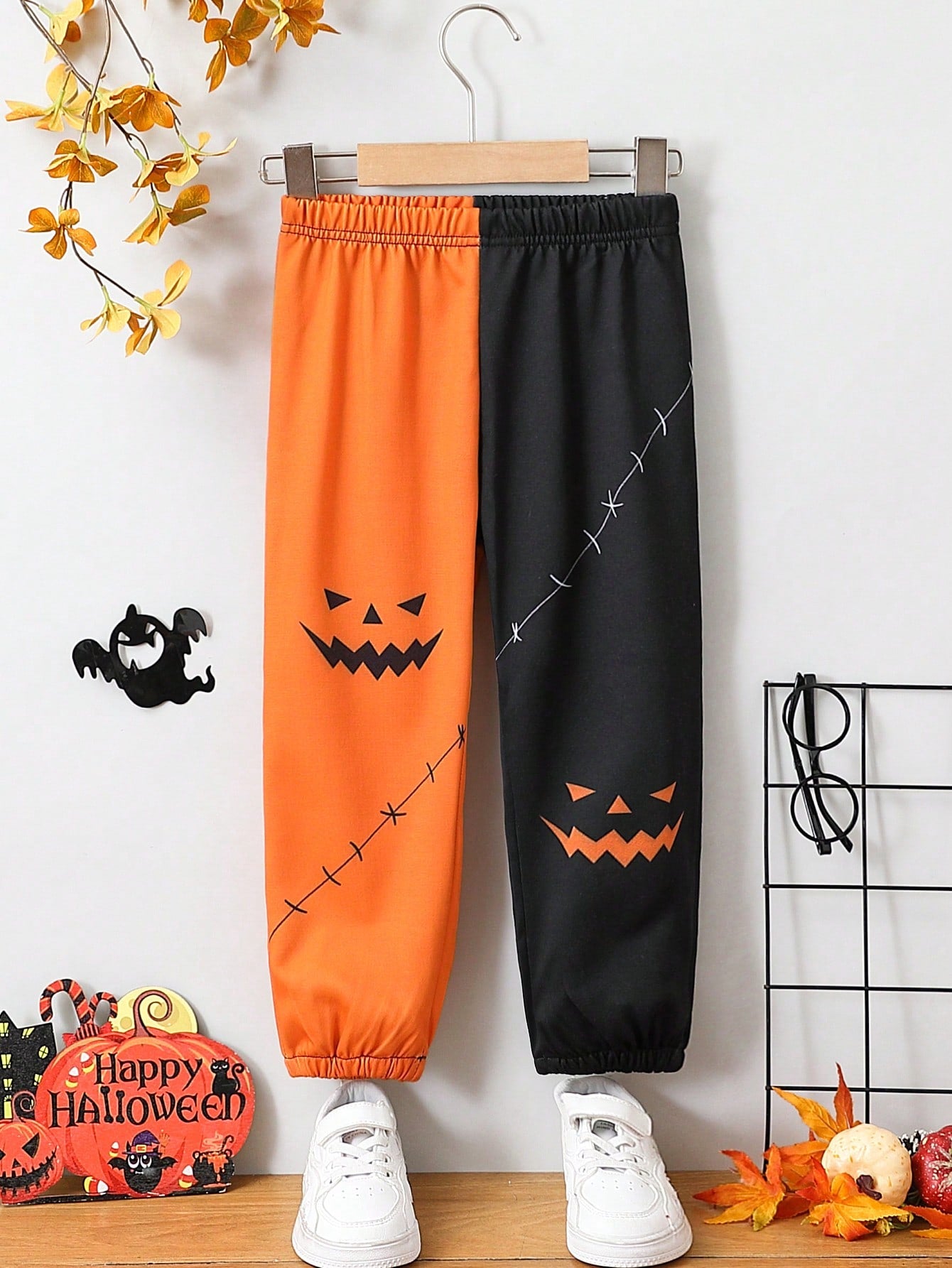 Girls' Simple Casual Comfortable Streetwear Halloween Funny Ghost Face Printed Leggings Autumn Winter, Suitable For Daily, Party, Festival Wear