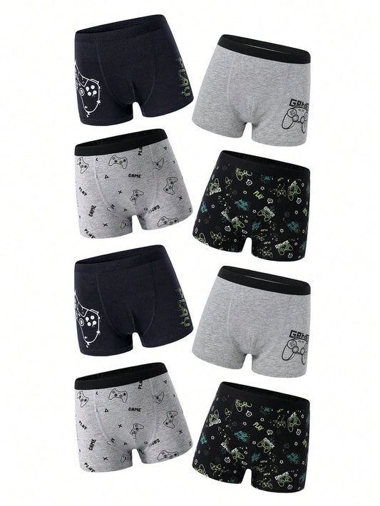 Young Boy 8pcs/Set Traceable Cotton Colorful Game Console Printed Underwear