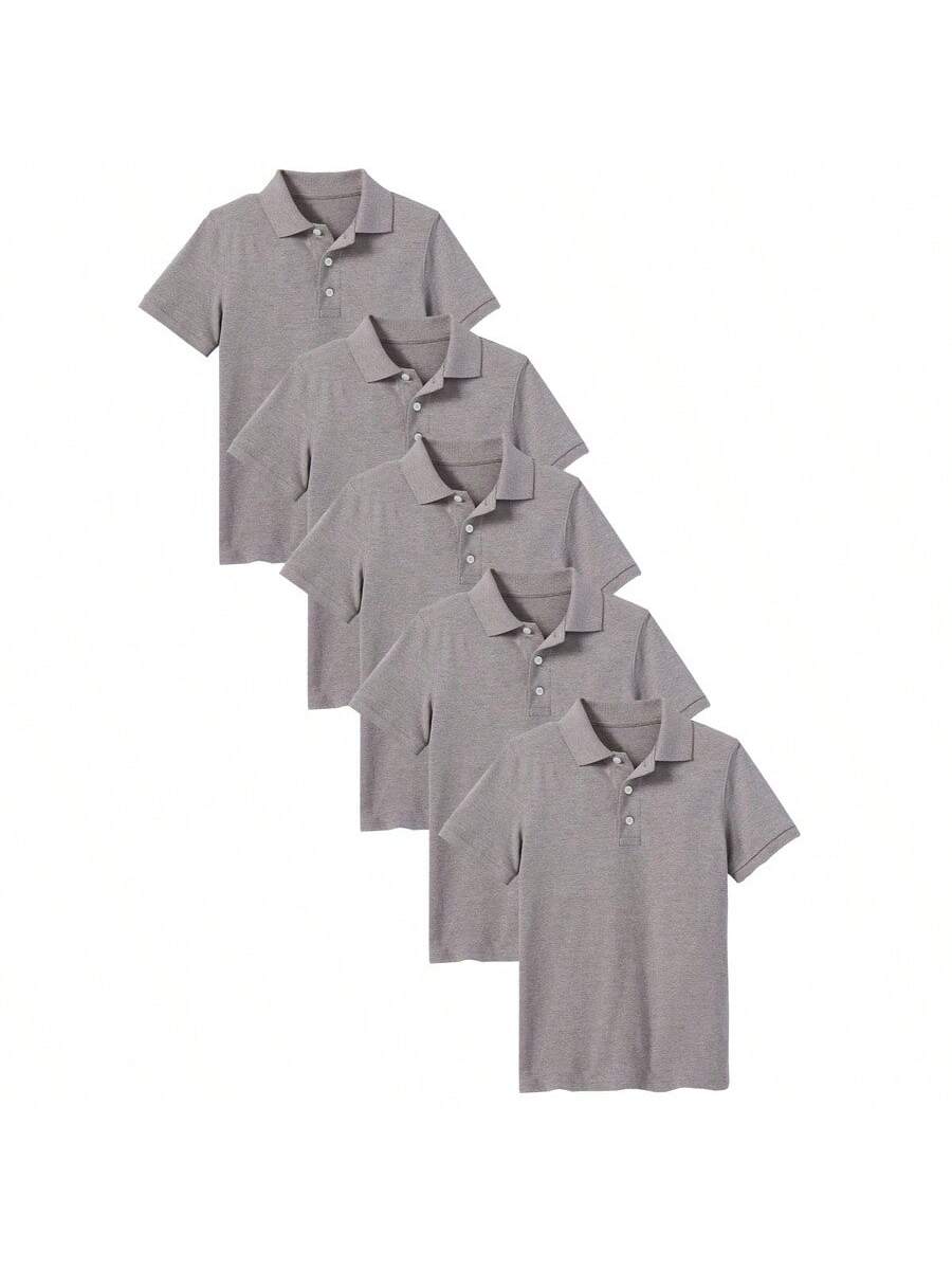 5-Pack School Uniform Tagless Polo Shirts For Little Boys And Big Boys