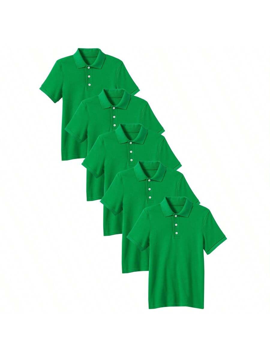 5-Pack School Uniform Tagless Polo Shirts For Little Boys And Big Boys