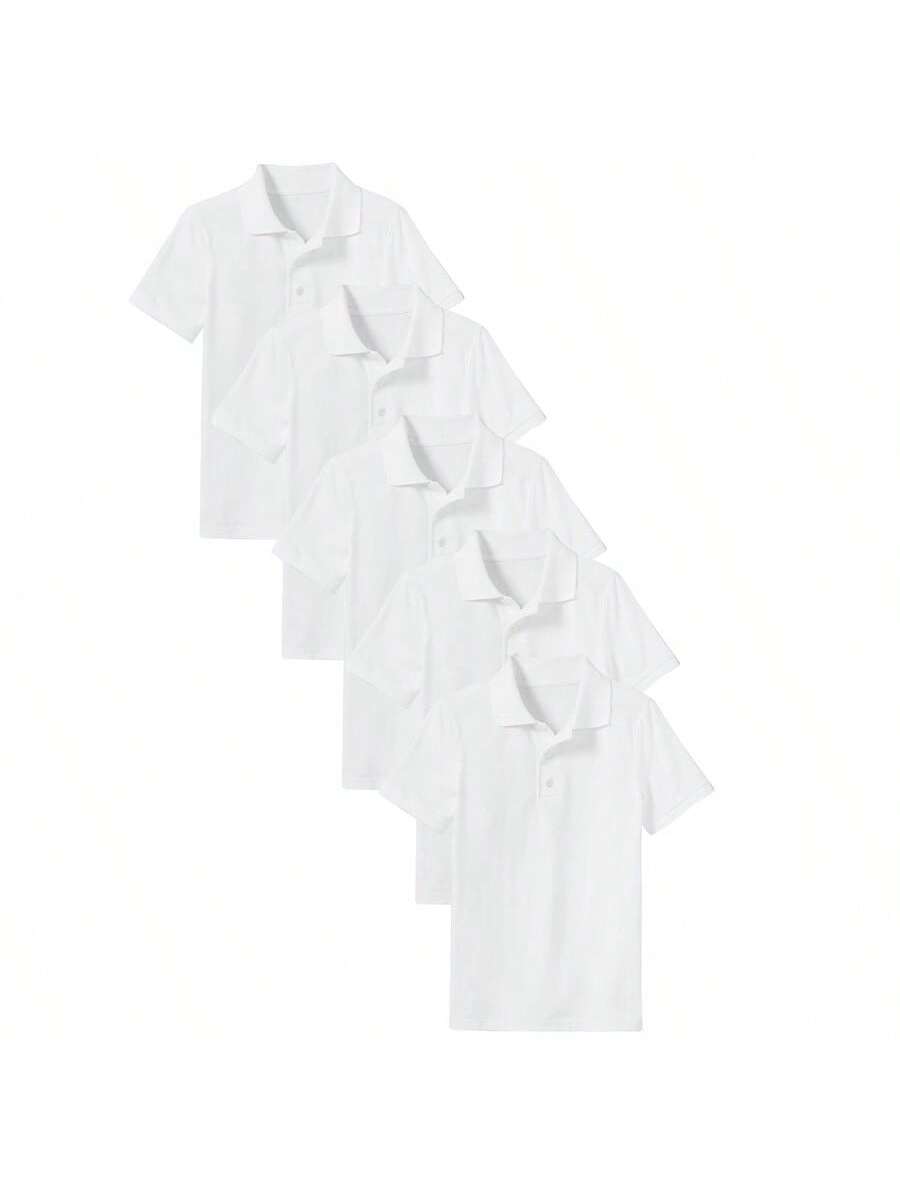 5-Pack School Uniform Tagless Polo Shirts For Little Boys And Big Boys