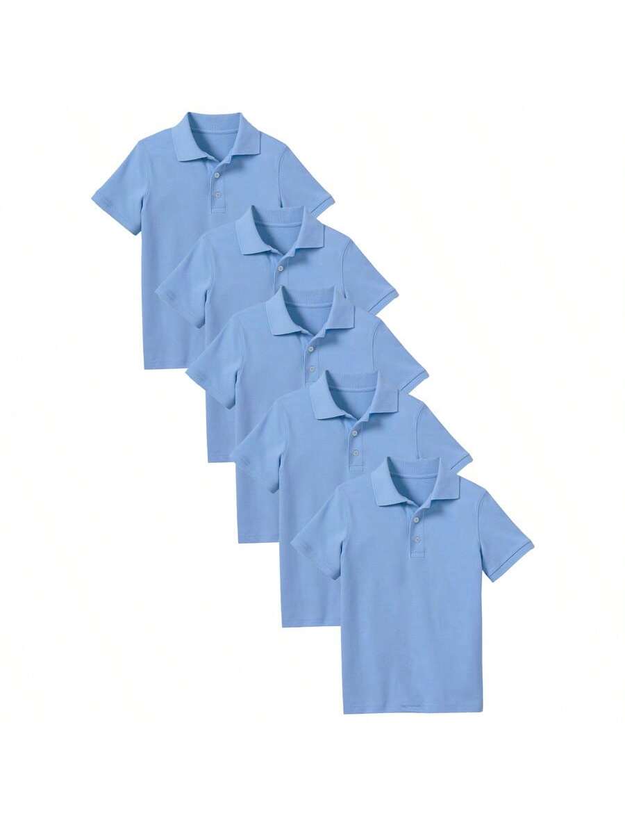 5-Pack School Uniform Tagless Polo Shirts For Little Boys And Big Boys