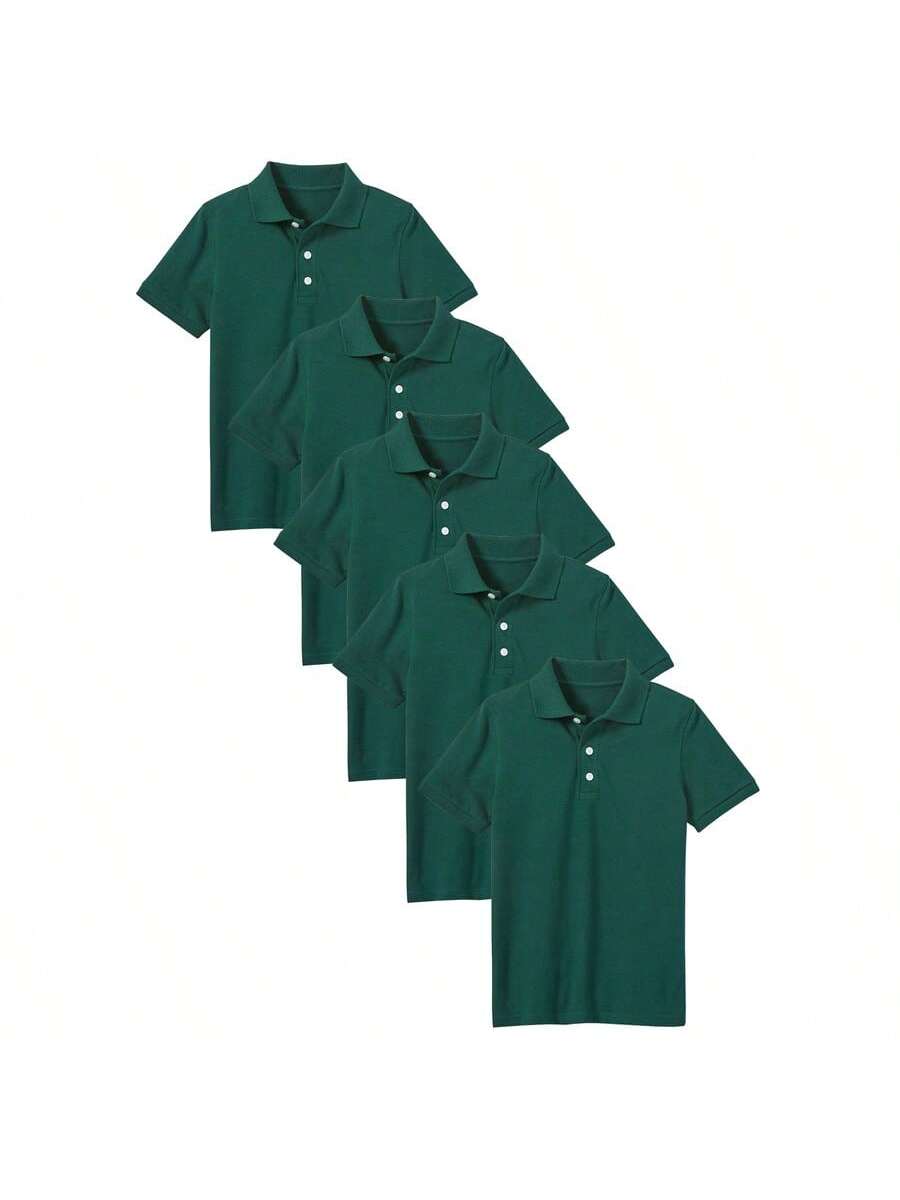 5-Pack School Uniform Tagless Polo Shirts For Little Boys And Big Boys