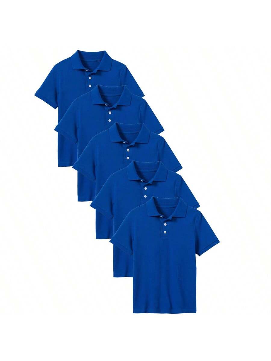 5-Pack School Uniform Tagless Polo Shirts For Little Boys And Big Boys