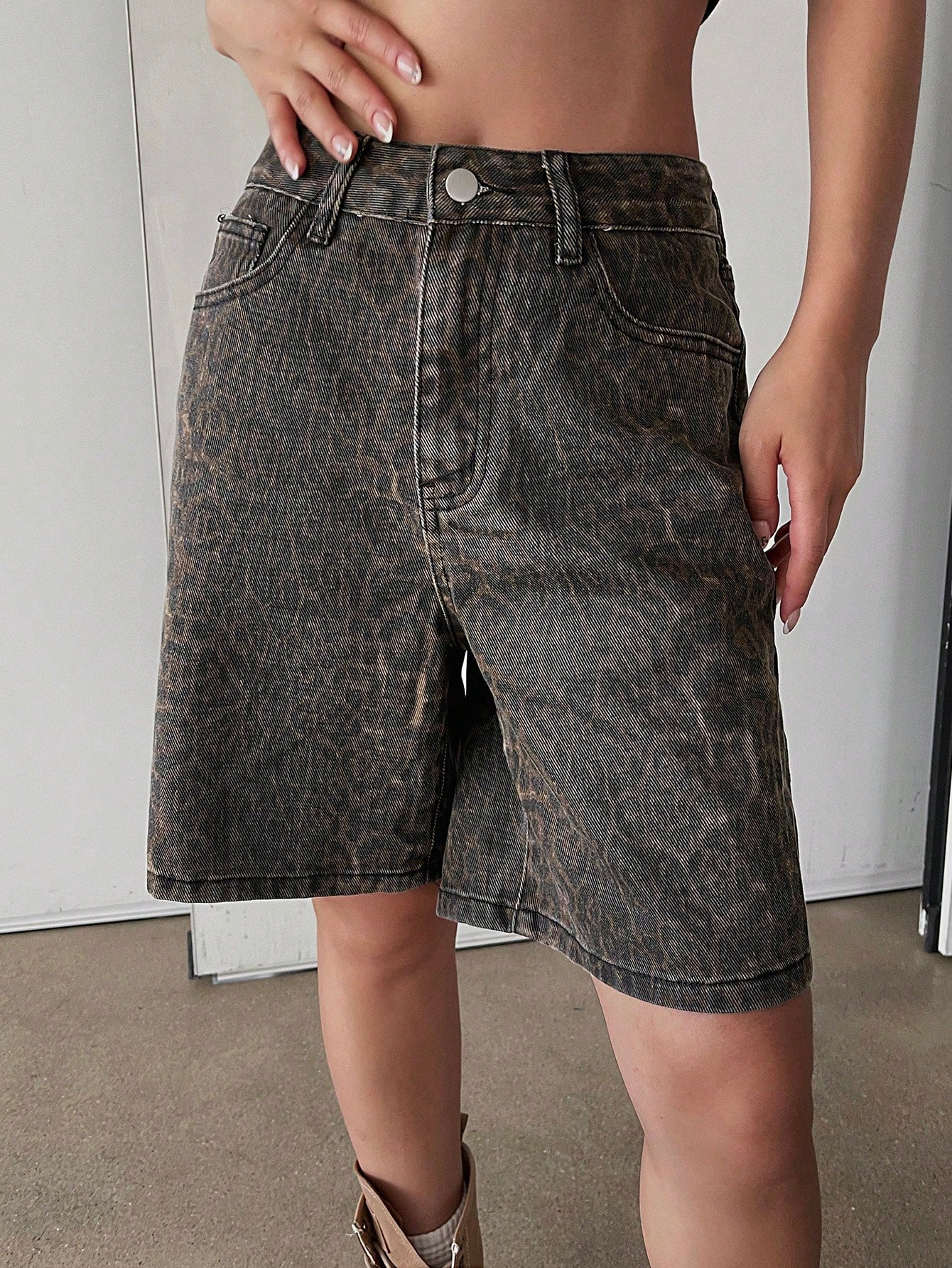 Women's Blue Washed Denim Shorts