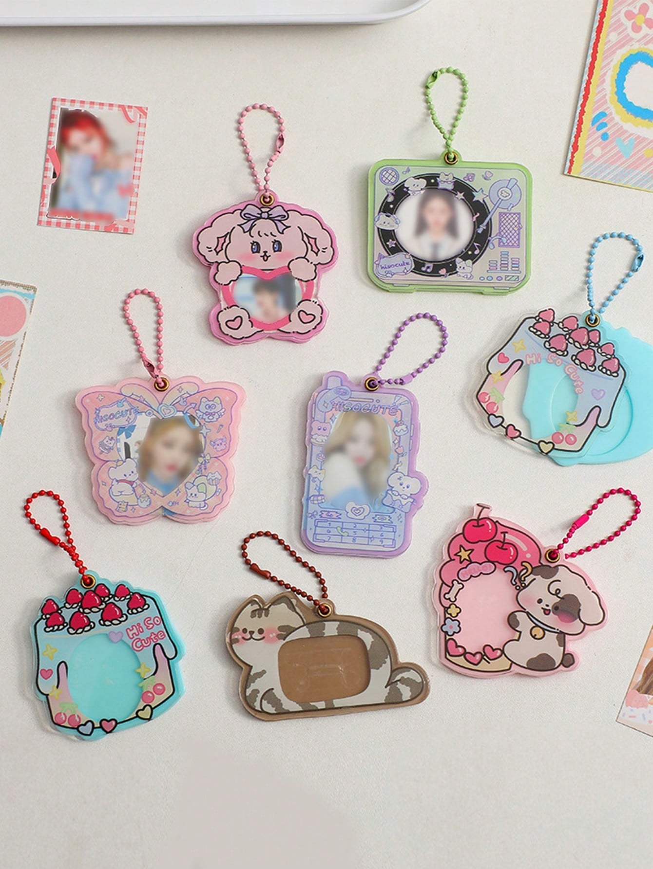 1pc Original Phone Shaped Cartoon Photo Frame Keychain - Backpack Charm, Acrylic Pink Butterfly Photo Holder Mini Pendant, Bag Decor