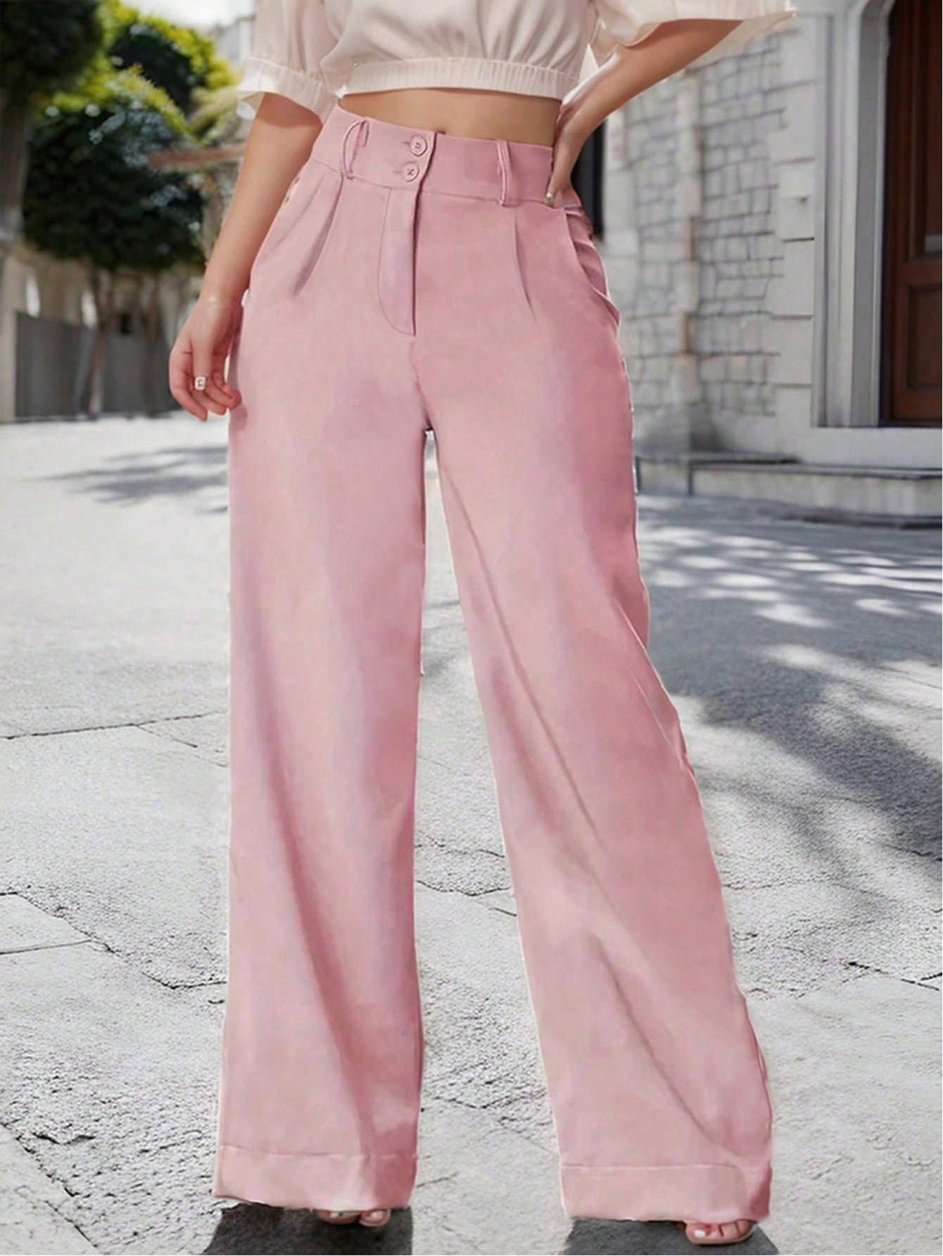 Women's Solid Color Wide Leg Casual Pants