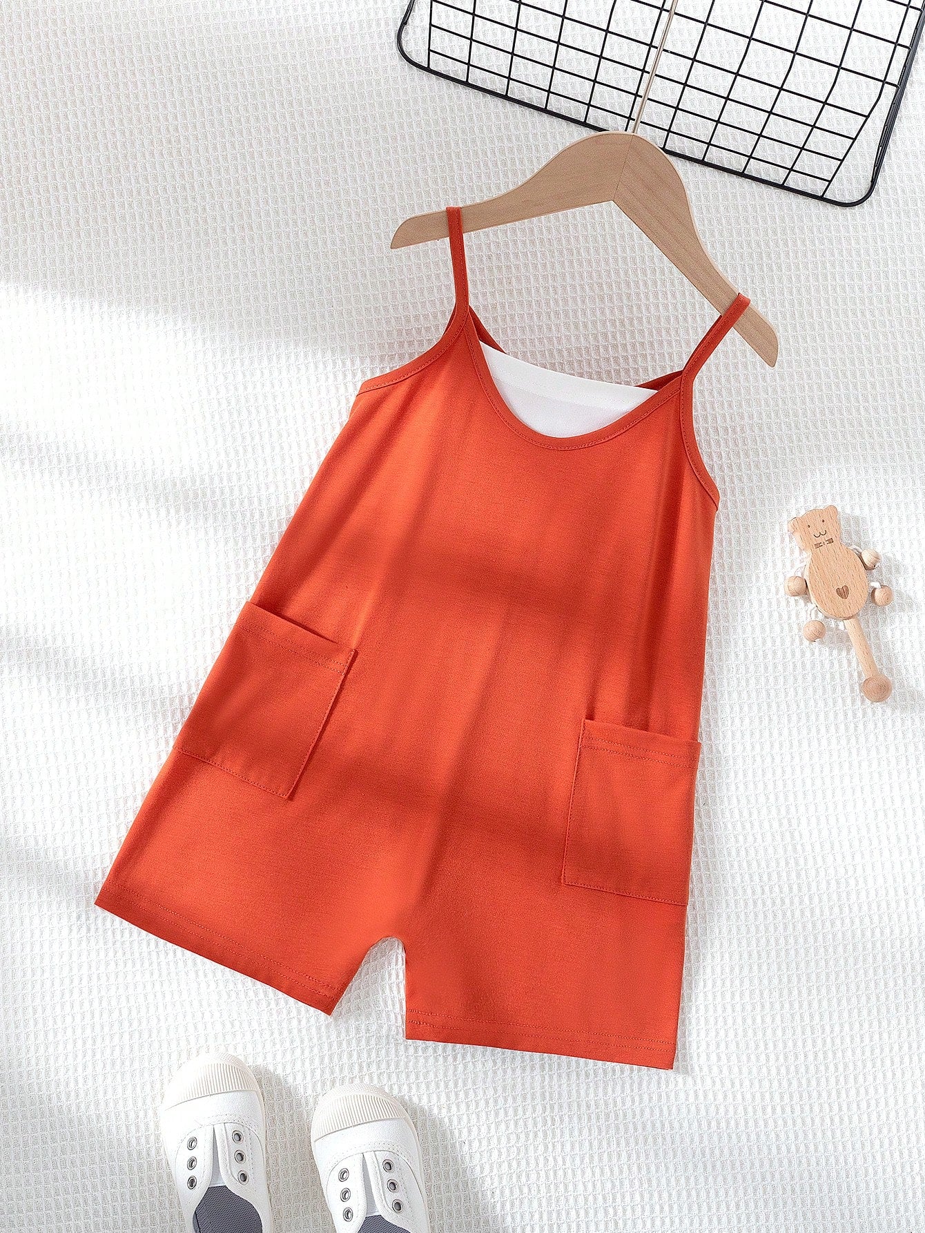 Young Girl Warm Vacation Style Sleeveless Jumpsuit With Double Pockets, Summer