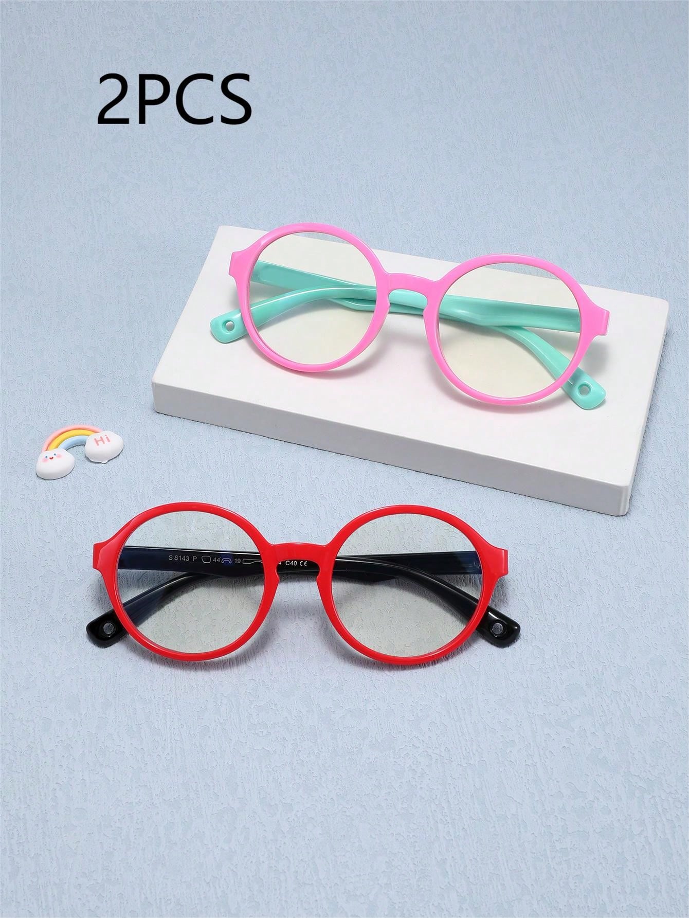 2prs/Set - Kids' Round Frame Fashion Flat Lens Glasses, Simple & Chic Suitable For Boys & Girls Outdoor Activities, Travel, Festival, Party, Photography Props