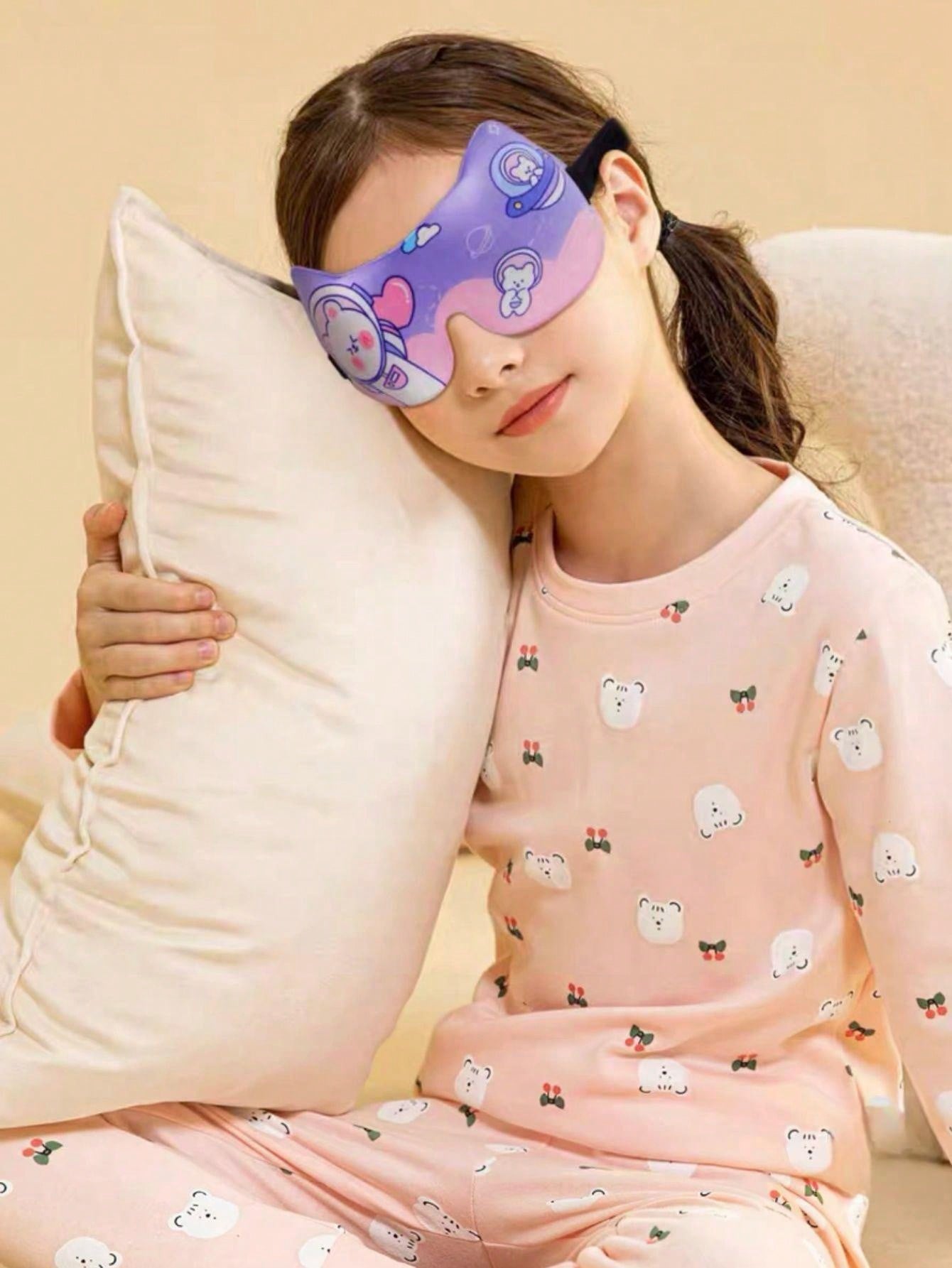 1pc 3D Cartoon Eye Mask, Kids Cute Printed Sleep Eye Shade