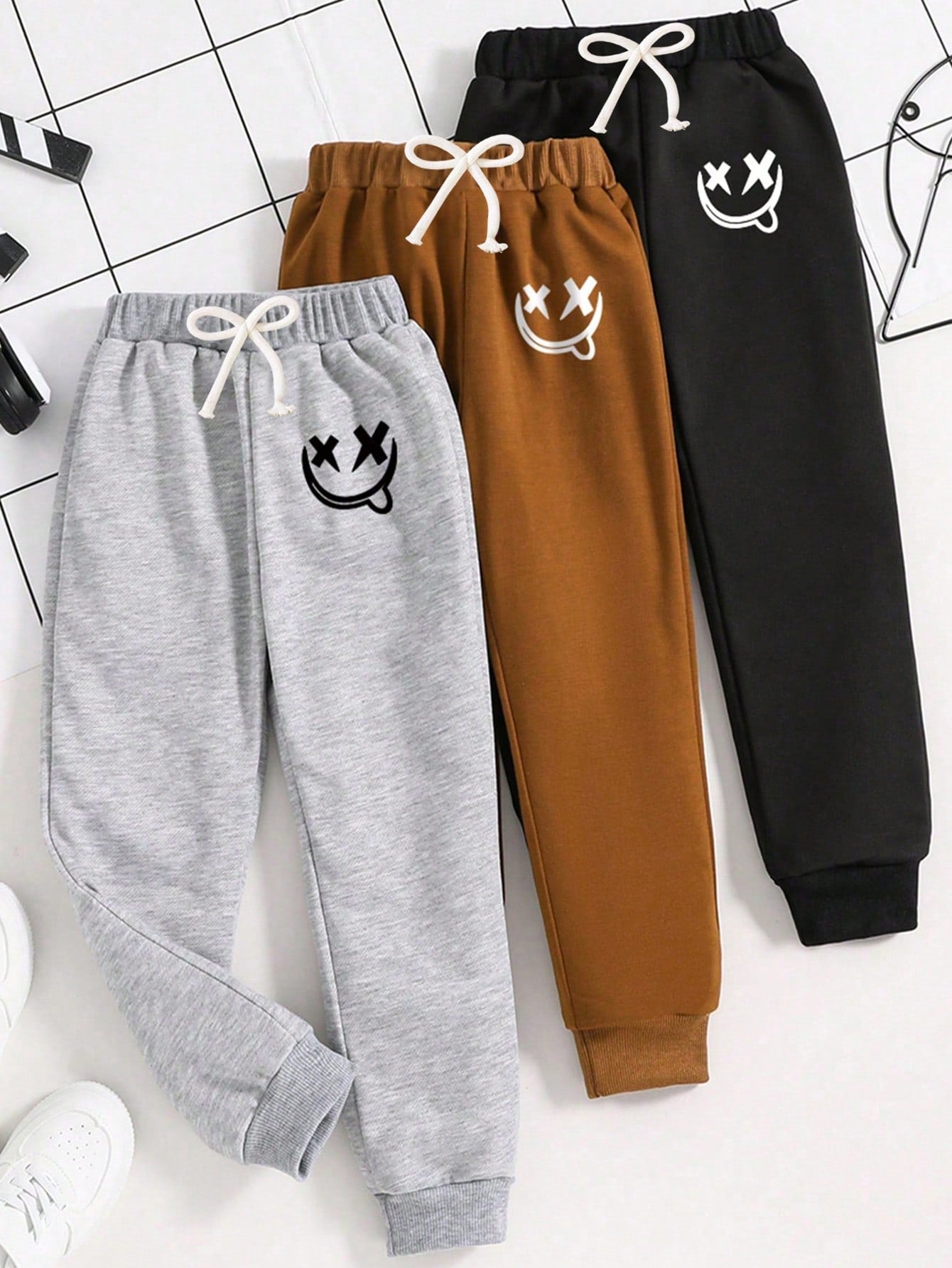 Tween Boy 3pcs/Set Cartoon Printed Jogger Pants