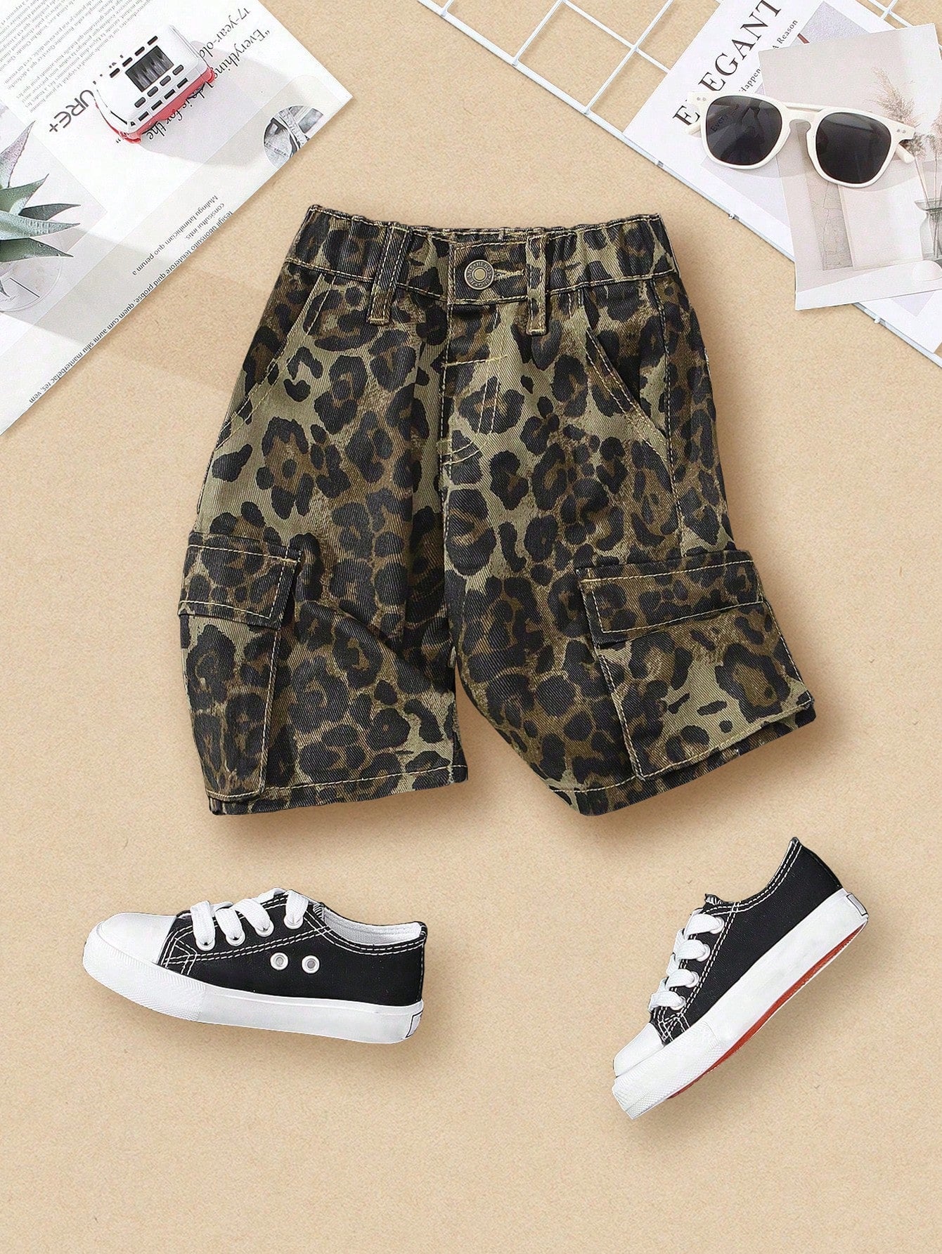 Streecool Kids Boys' Casual Street-Style Leopard Camo Shorts, Summer