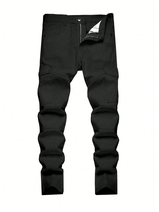 Teen Boy Black  Straight Leg Jeans With Side Pockets