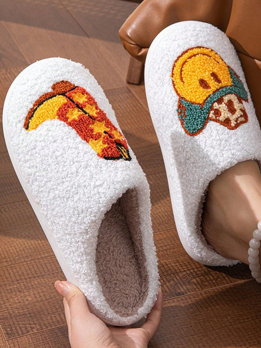 New Autumn Winter Women Flat Cartoon Pattern Slip-On Slippers, Fashion & Casual House Slippers