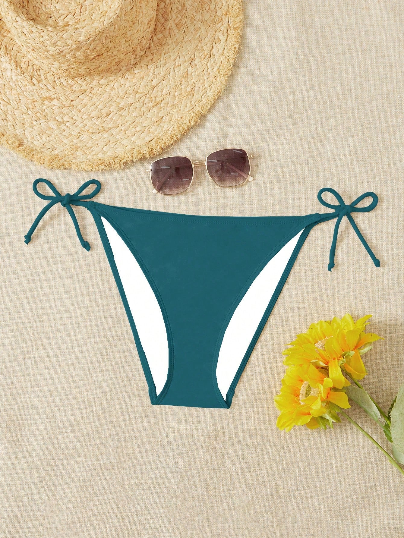 Swim Summer Beach Plain Tie Side Bikini Bottom