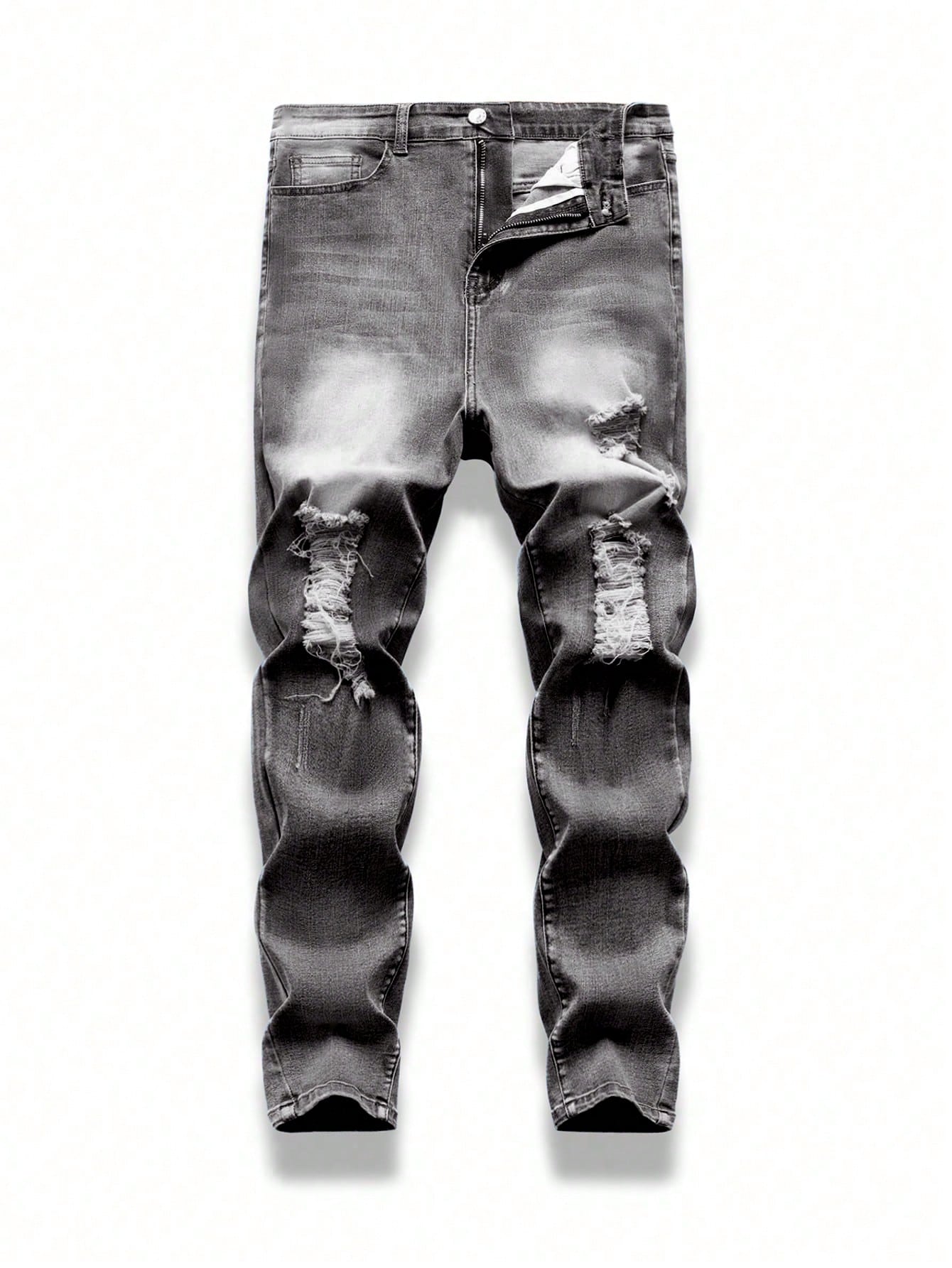 Teenagers (Boys') New Slim-Fit Distressed Washed Denim Skinny Jeans