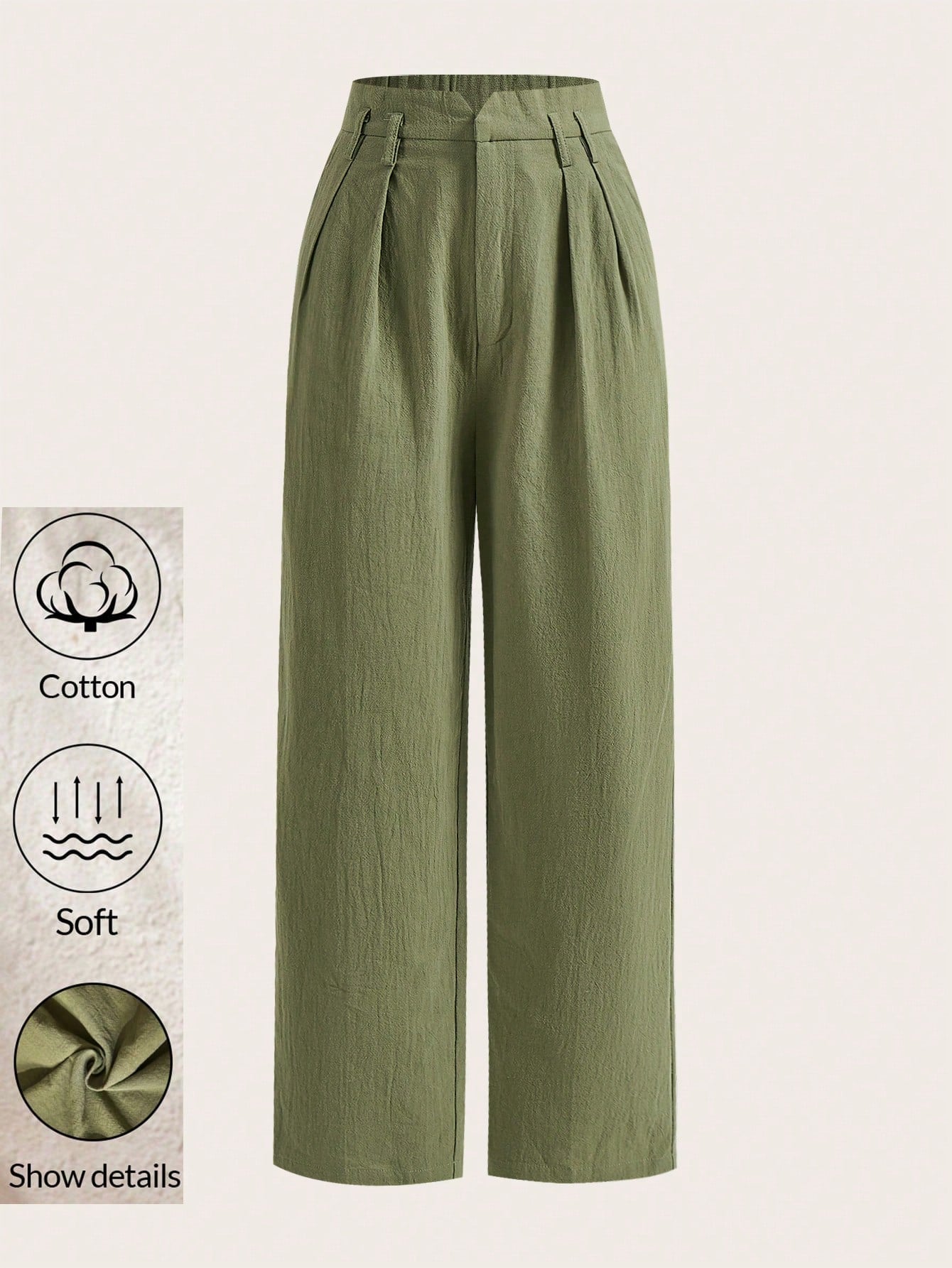 Women's Casual Solid Color Pleated Tapered Suit Pants