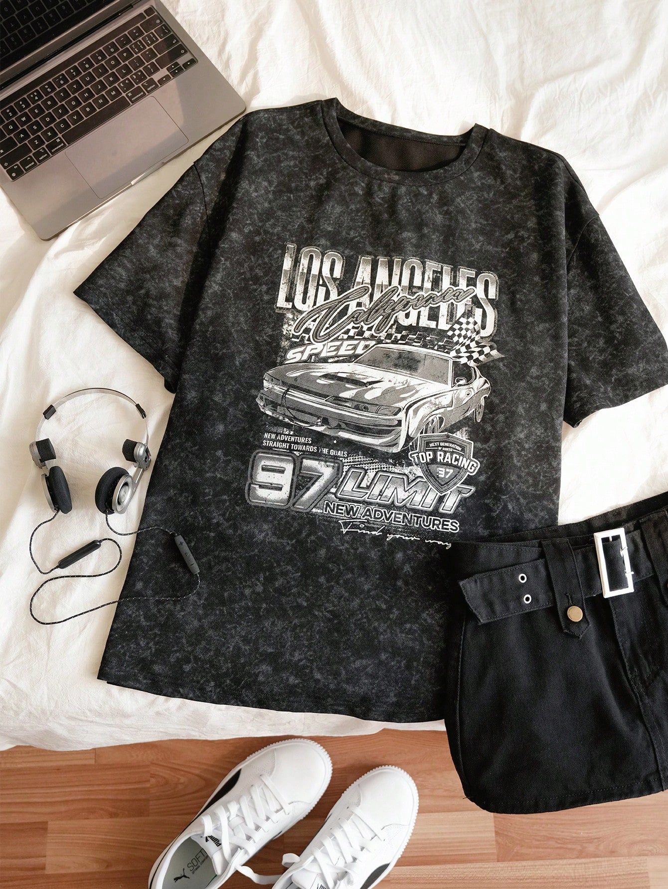 Plus Size Halloween Acid Washed Look Vintage Knitted Distressed Loose Fit Knit Screaming Skull Ghostface Pattern Cartoon Pattern Short Sleeve T-Shirt