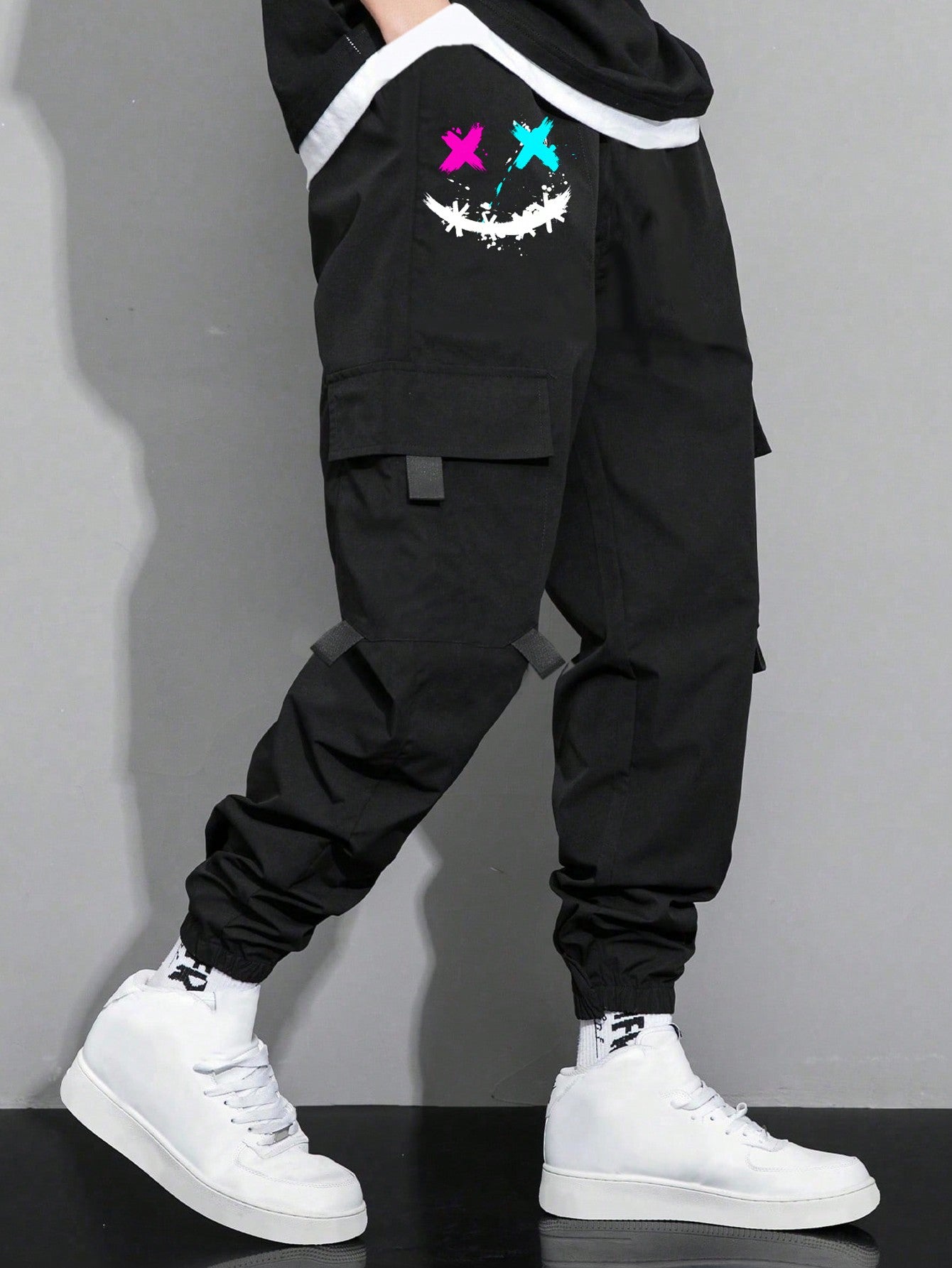 Tween Boy Cool Loose Fit Jogger Pants With Cargo Pockets And Elastic Cuffs, Printed Casual Sweatpants