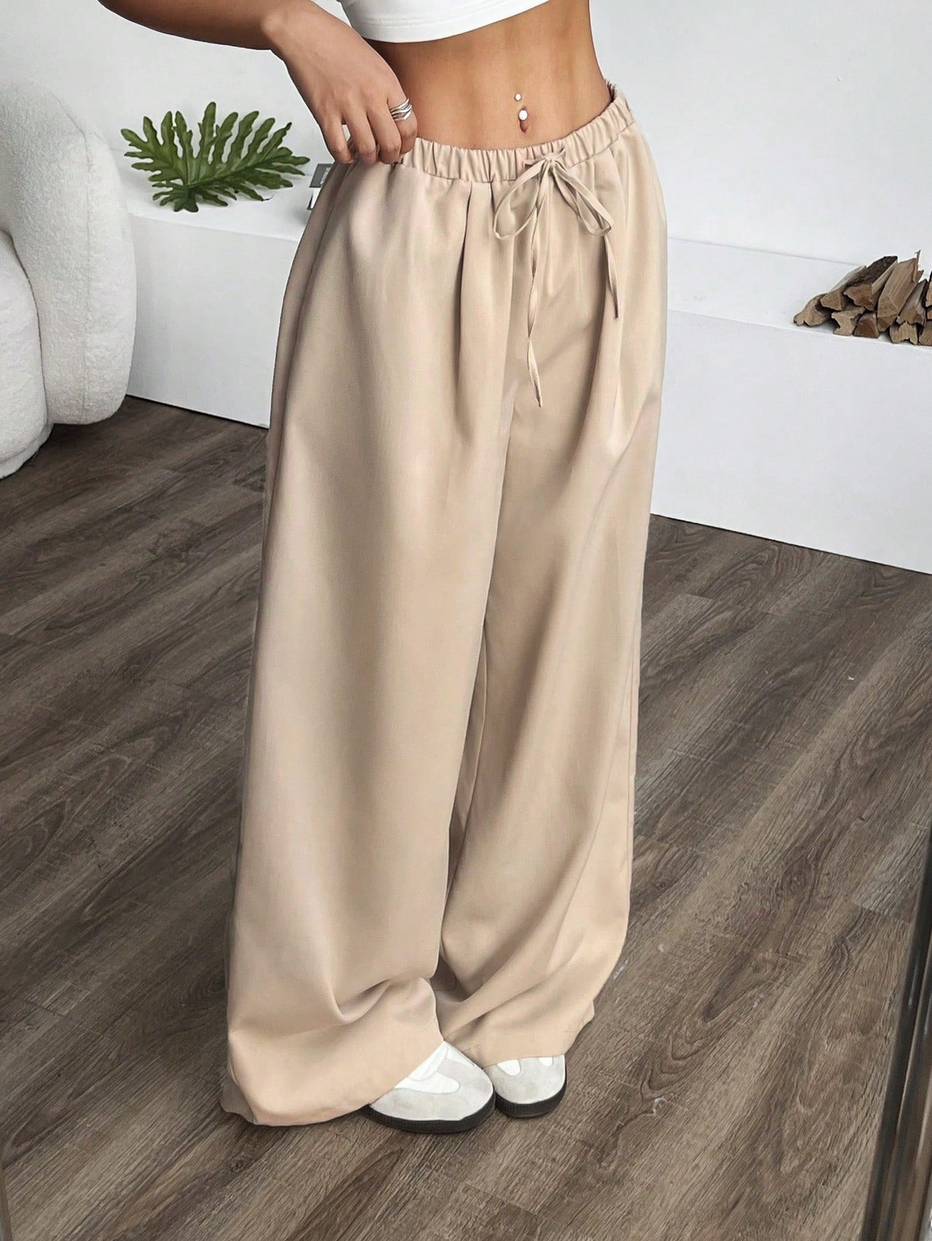 Women's Grey Vertical Stripe Pants